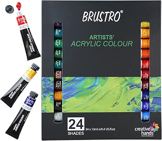 Acrylic Paint colour set | Set of 24 Colours X 12ml Tubes | Highly pigmented, Opaque Colors, Intermixable, Great Opacity, Perfect For Students, Adults, Beginners, Professionals and Artists.