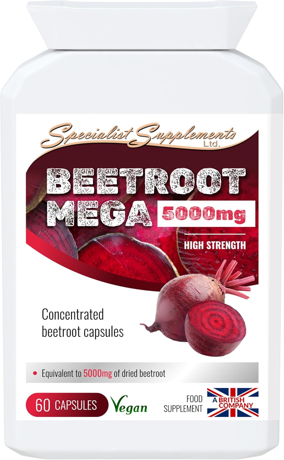 Specialist Supplements Beetroot MEGA 5000mg, 60 Capsules