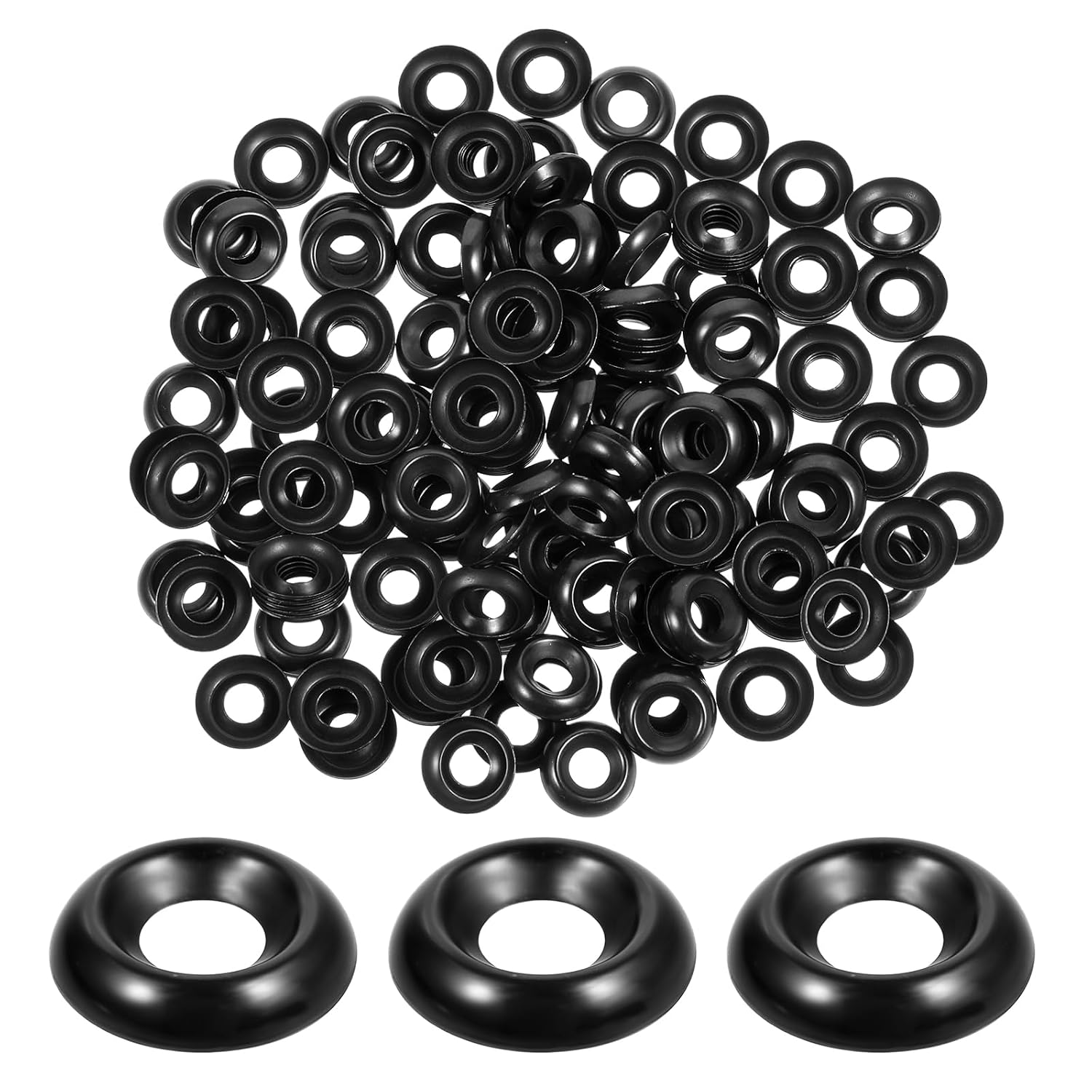 200 Pcs Countersunk Finish Washers #8 Stainless Finishing Washers Stainless Steel Cup Washer(Black)