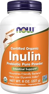 NOW Foods Supplements, Inulin Prebiotic Pure Powder, Certified Organic, Non-GMO Project Verified, Intestinal Support*, 8-Ounce