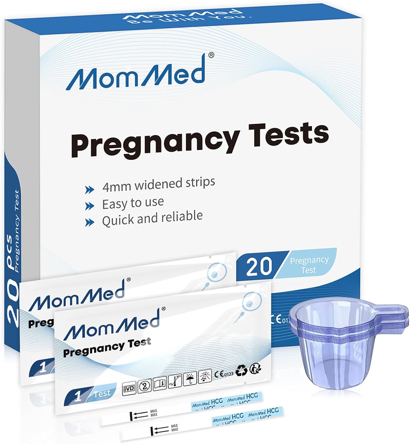 MOMMED Pregnancy Test Strips (HCG20) with 20 Free Urine Cups, Reliable and Quick Pregnancy Tests Early Detection, Early Pregnancy Tests, Fertility Test for Women