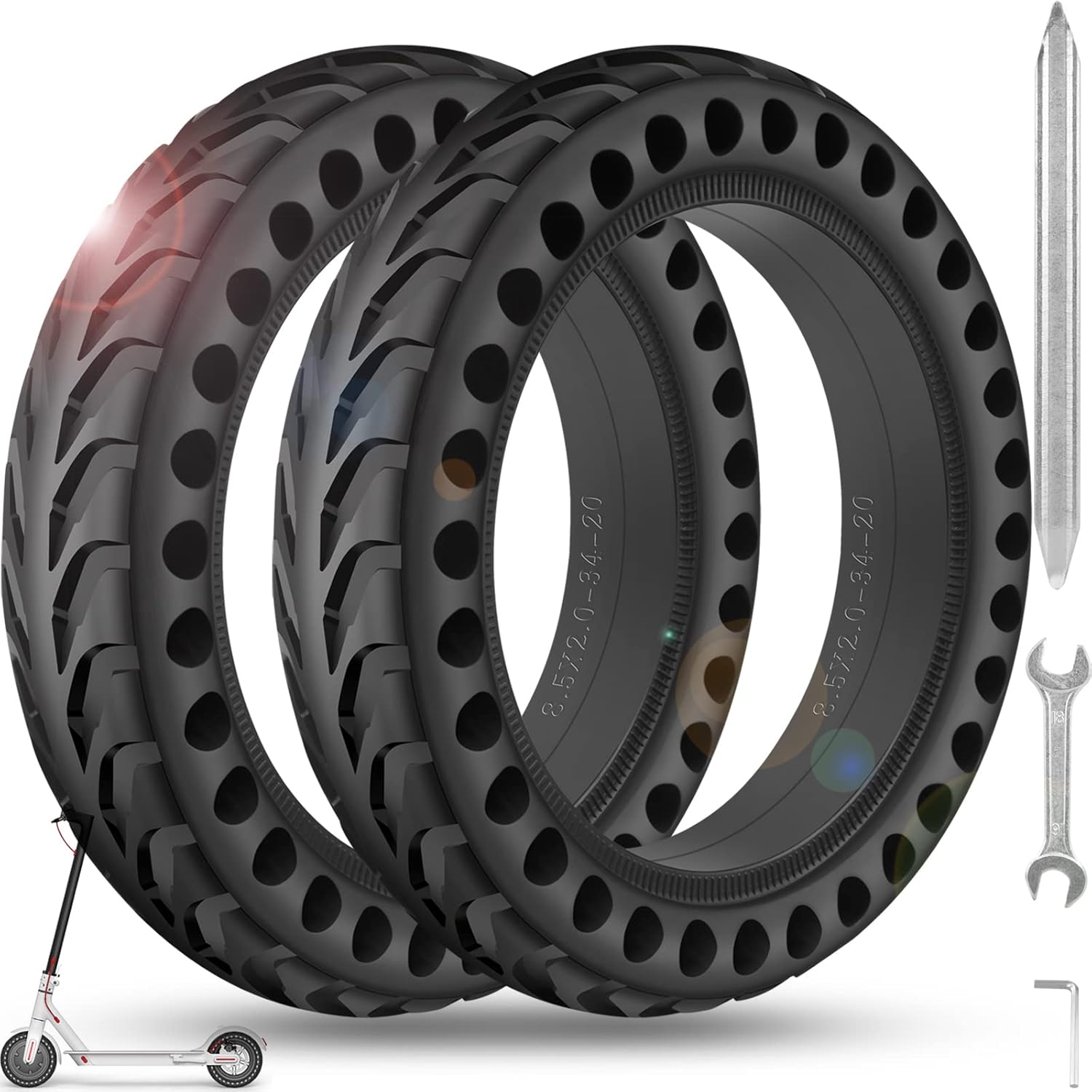 Solid Tire Compatible with Xiaomi M365 / Gotrax GXL V2, 8.5 inches Solid Tires Explosion Proof Tire for Xiaomi Mijia M365 and GOTRAX GXL V2 Electric Scooter (2 PCS)