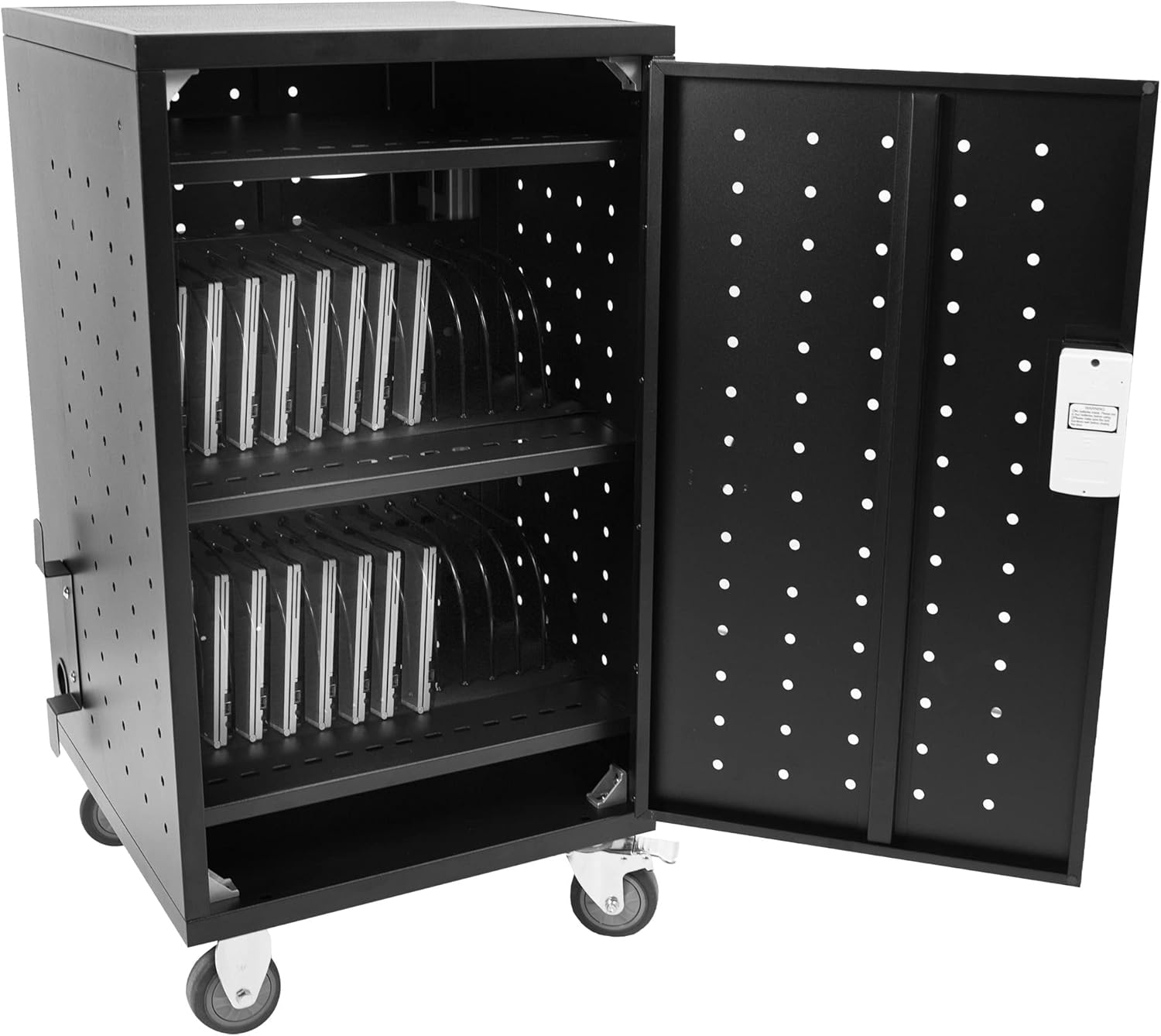 VIVO 30-Bay Locking Laptop and Tablet Charging Station, Mobile Storage Cart, Devices up to 14 inches, Digital Keypad, Black, CART-LAPC1