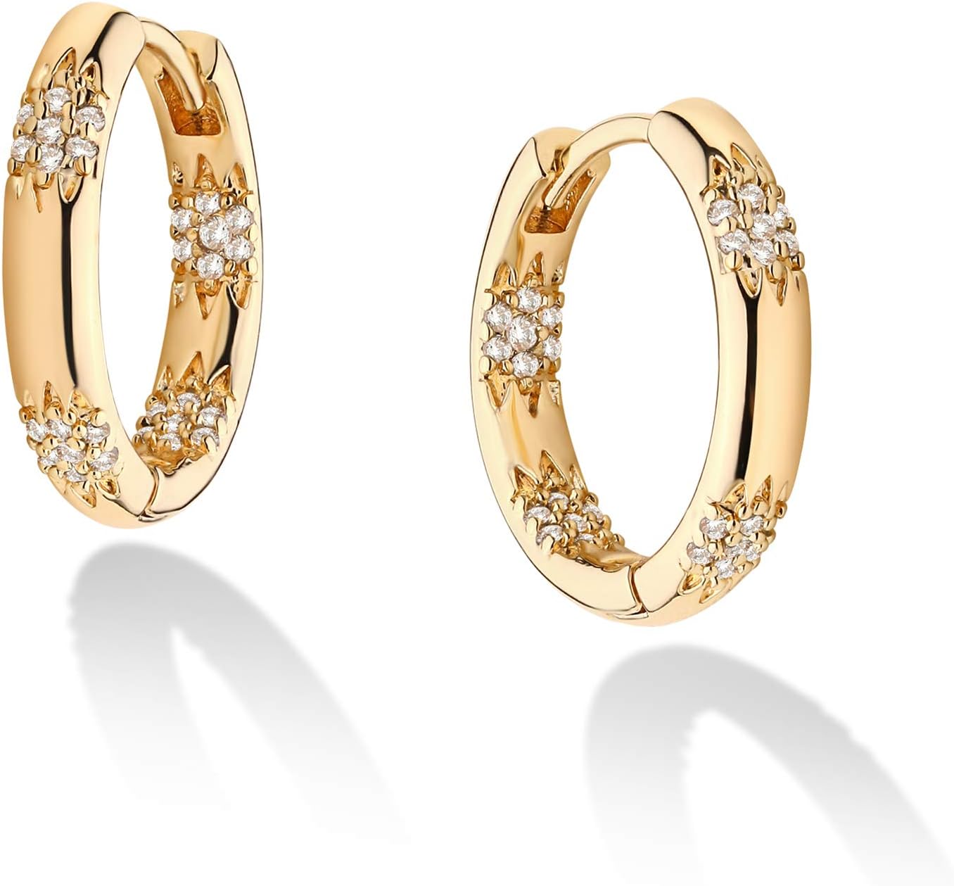 VACRONA Cubic Zirconia Huggie Earrings 14k Gold Plated Tiny Earrings Small Huggie Hoop Earrings Simple Lightweight Hoops Gift for Women