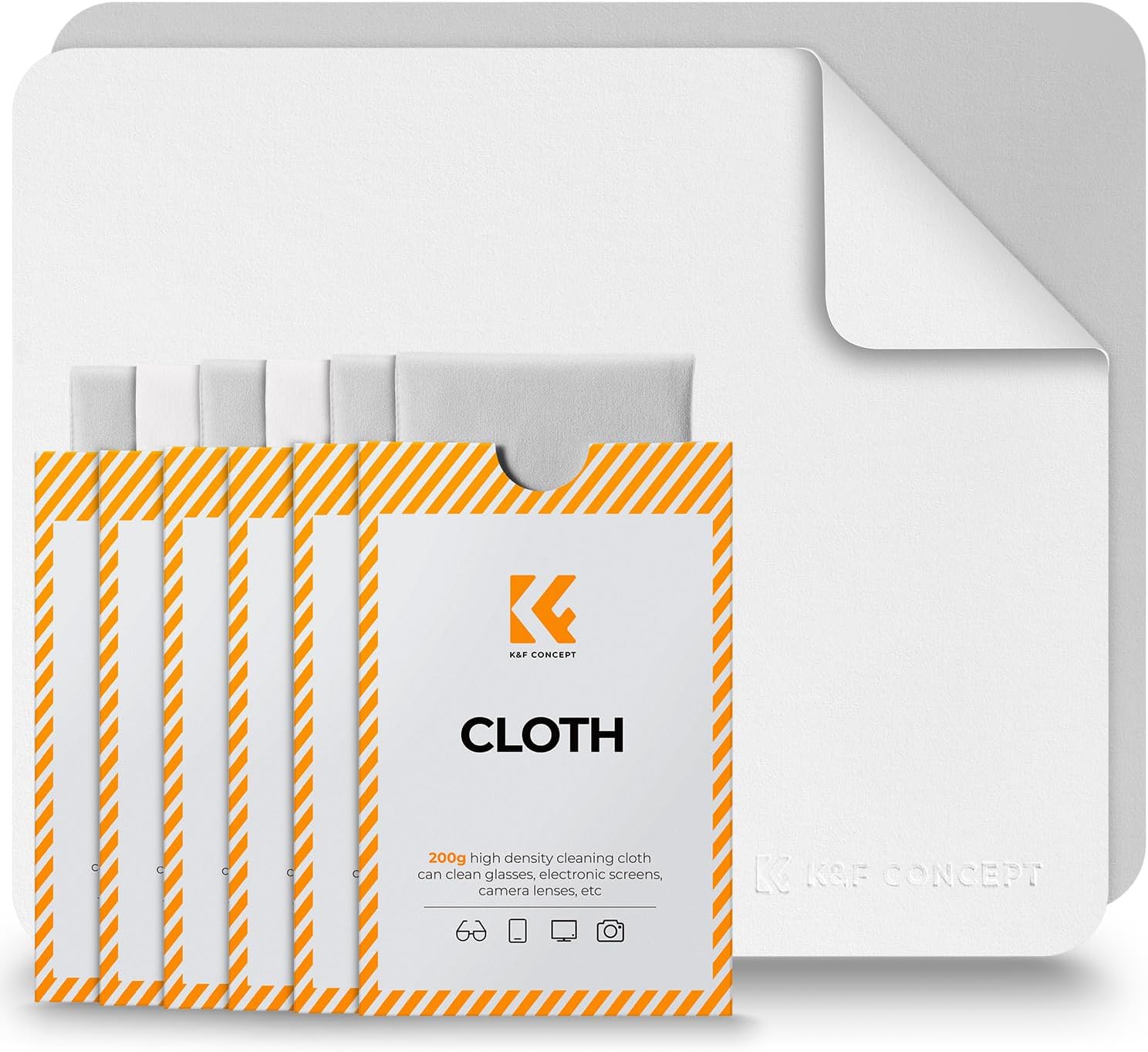 K&F Concept Glasses Cleaning Cloth | Premium Microfiber Cleaning Cloths, Lens Cleaning Cloth for Camera Lenses, Eyeglasses, Screens, Cameras, Tablets -Washable, 6 Pack, 6 x 7 inches (15 x 18 cm)