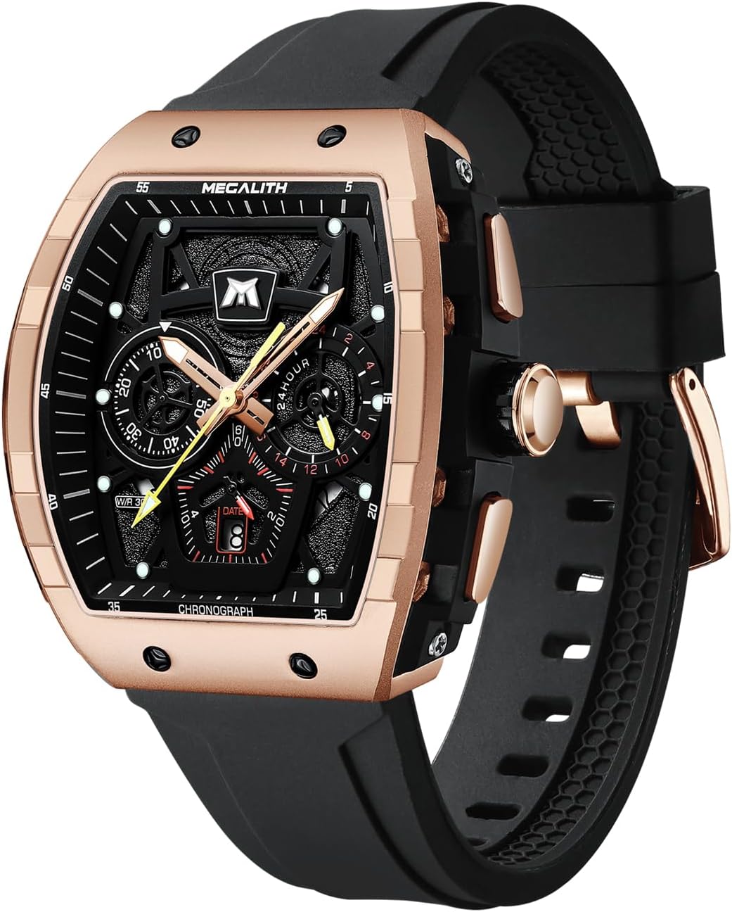 MEGALITH Mens Watches Sports Chronograph Waterproof Wrist Watch Men Analogue Quartz Watches Rubber with Date Luminous, Fashion Sports Watches Military Gift for Men