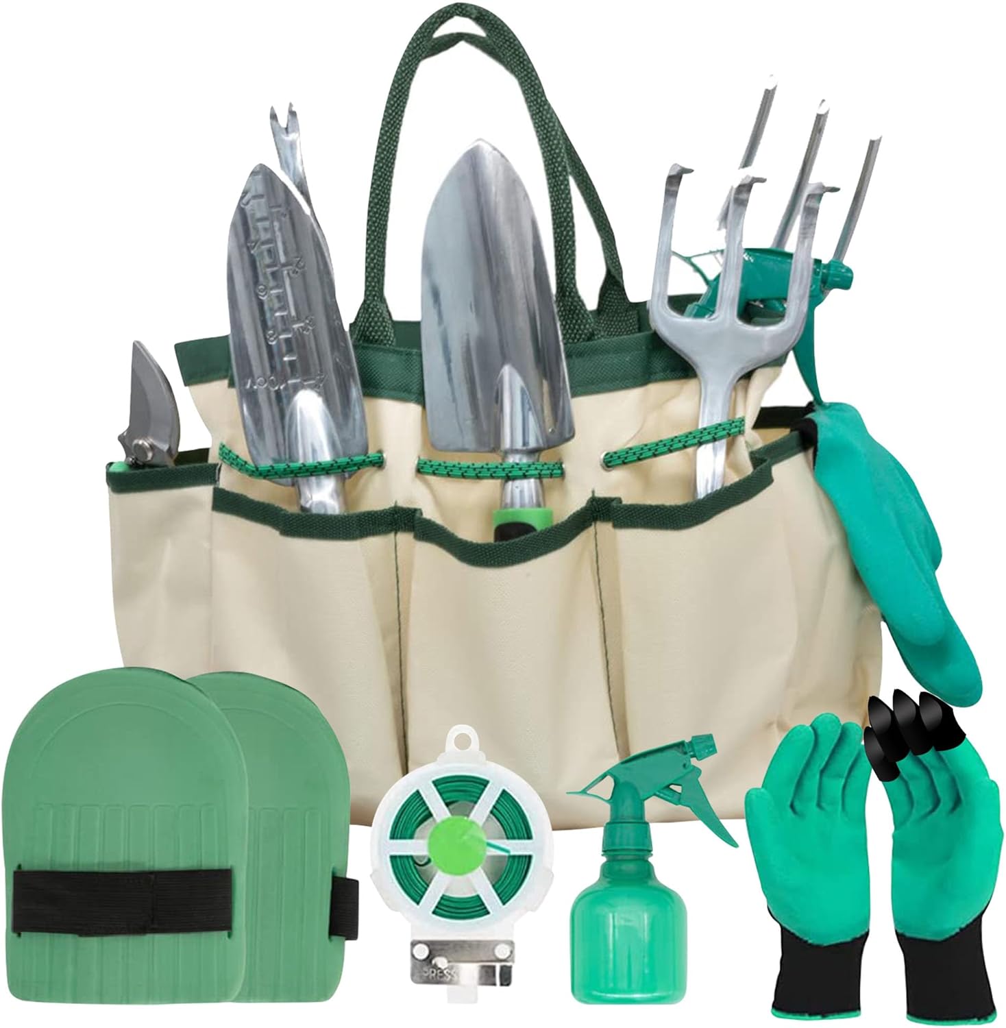 Green Haven 11-Piece Garden Tool Set with Storage Bag – Heavy Duty Stainless Steel Gardening Kit with Non-Slip Handles – Gifts for Gardeners, Ideal for Planting, Weeding, Pruning