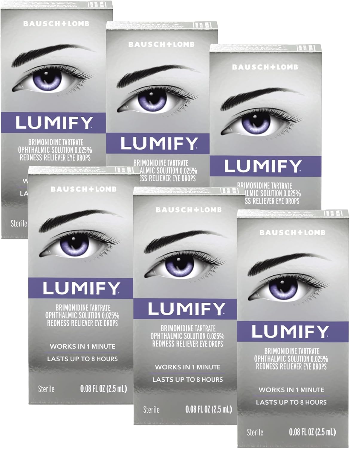 LUMIFY Redness Reliever Eye Drops 0.08 fl oz (2.5 mL) - Pack of 6