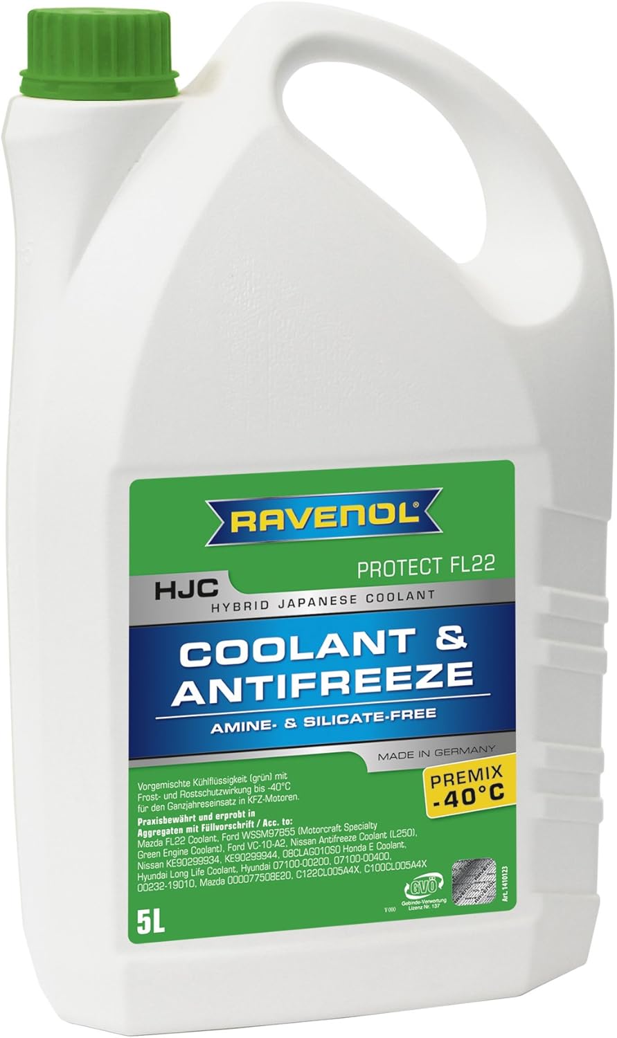 RAVENOL J4D2092-1 Coolant Antifreeze - HJC Hybrid Japanese Coolant Protect FL22 Premix (5 Liter)