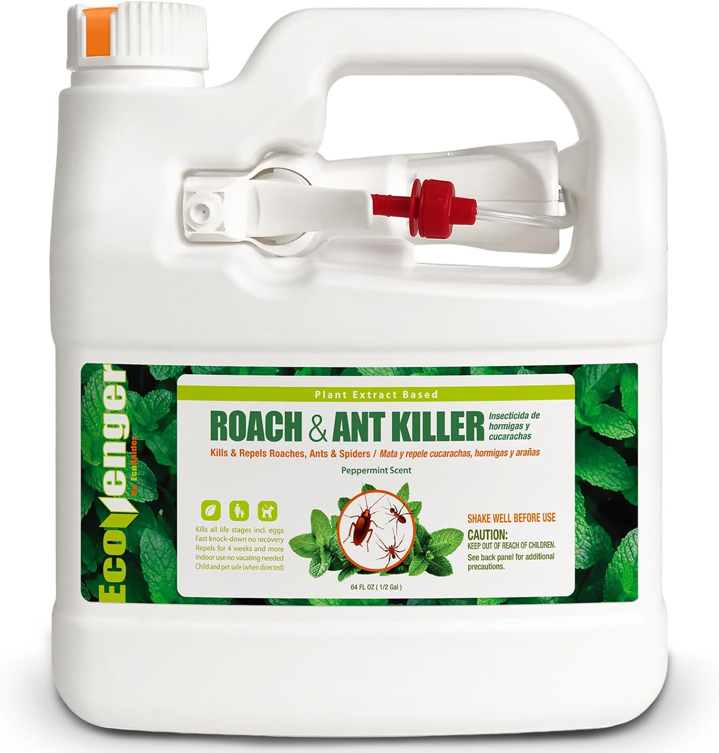 EcoVenger by EcoRaider Roach & Ant Killer 64 oz, Kills on Contact, Kills Ants & Other Indoor & Outdoor Crawling Insects, Natural & Non-Toxic, Pleasant Botanical Scent, Safe for Children & Pets