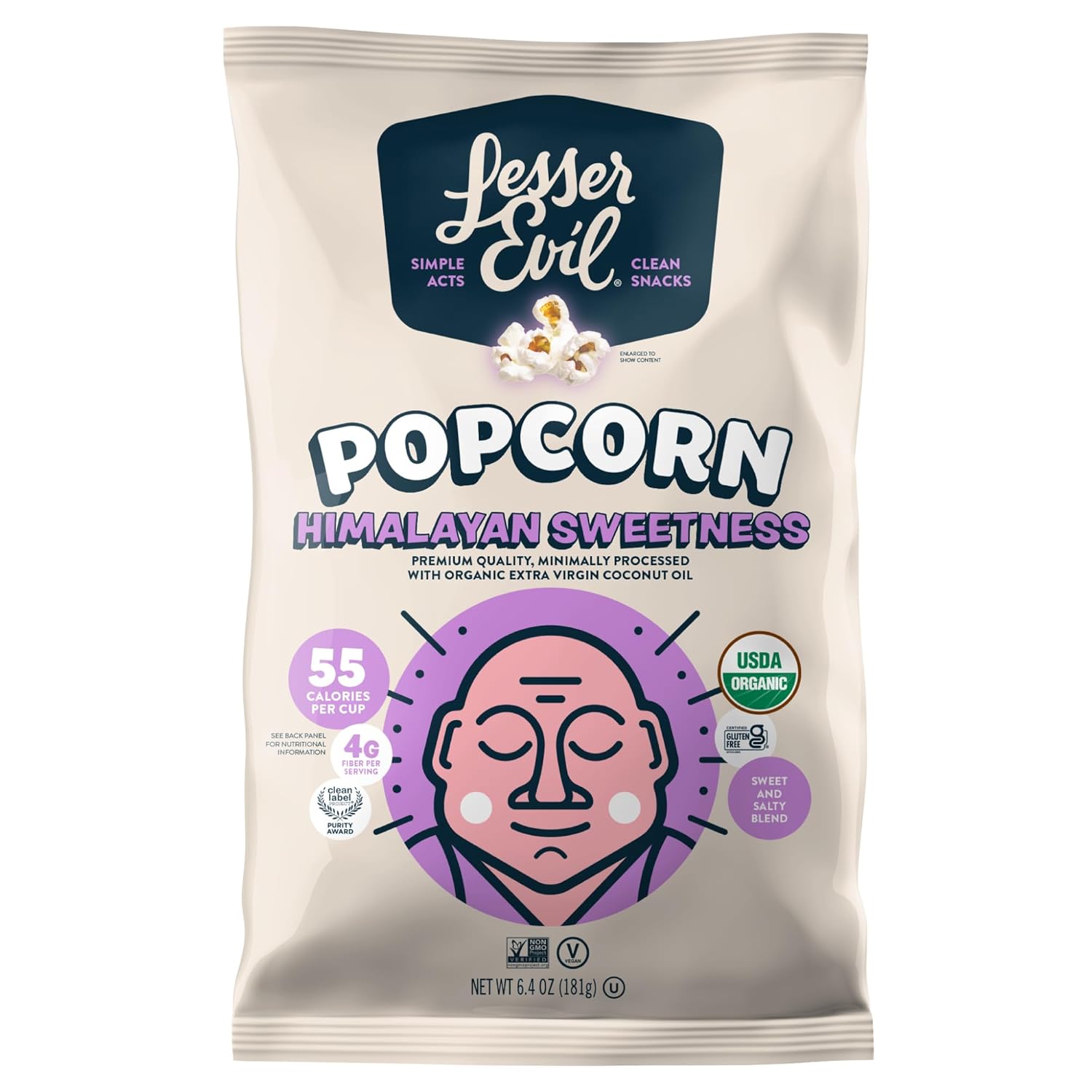 Lesserevil, Popcorn Bowl Sweet Organic, 7 Ounce