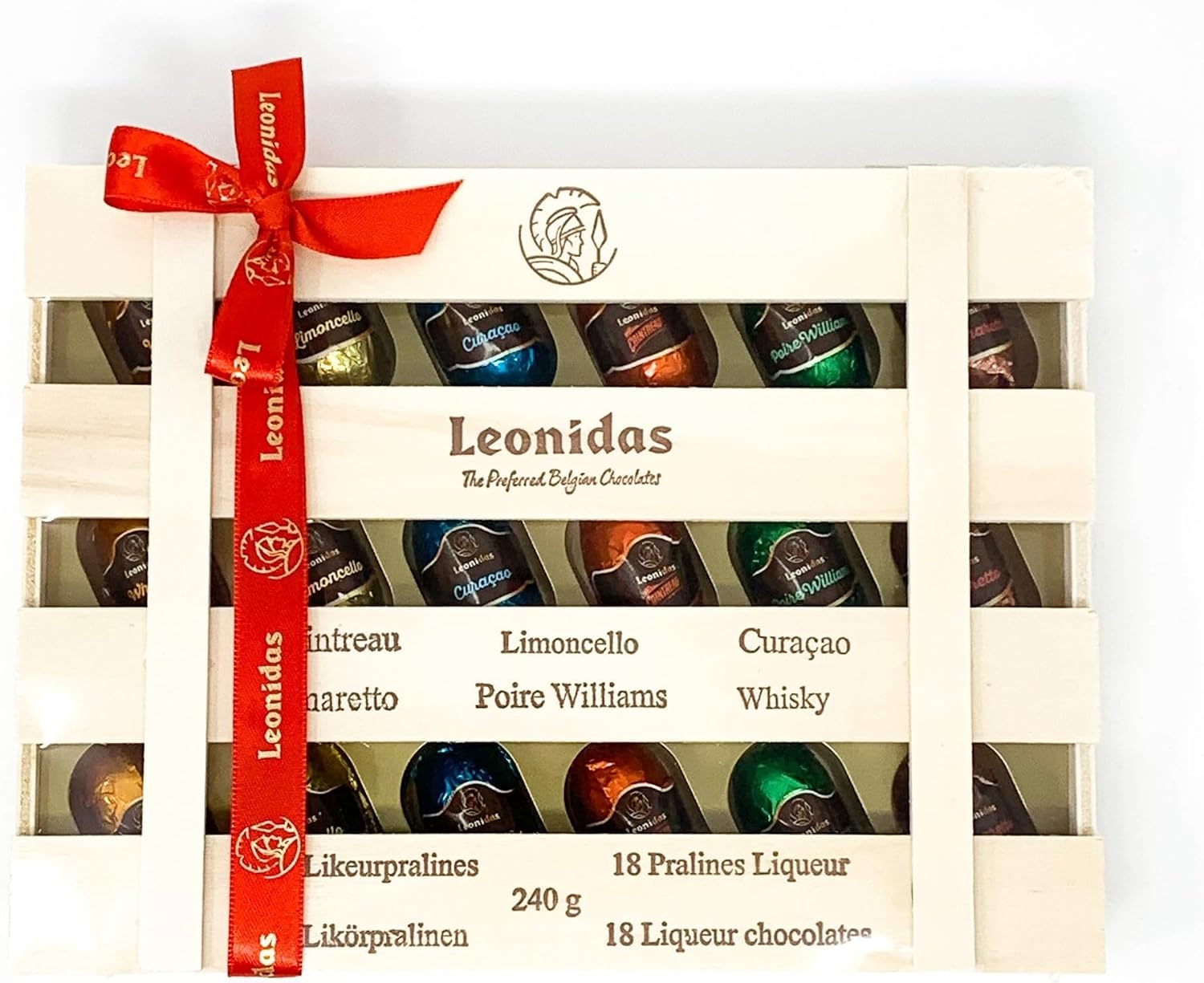 Leonidas Belgian Chocolate Liquors – 18 Piece Assortment | Dark Chocolate Liqueur Pralines Filled with Whisky, Amaretto, Cointreau, Limoncello & More | Pure Cocoa Butter | Gift Box