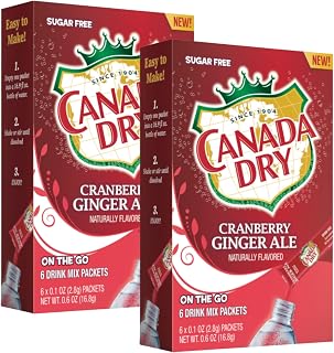 LLE Canada Dry Powder Drink Mix Cranberry Ginger Ale Flavor, Sugar Free & Delicious Water Enhancer Easy to Prepare Powdered Beverages for Picnic Camping Outdoor Drinks 6ct Box, 2 Boxes-12 Sticks Total