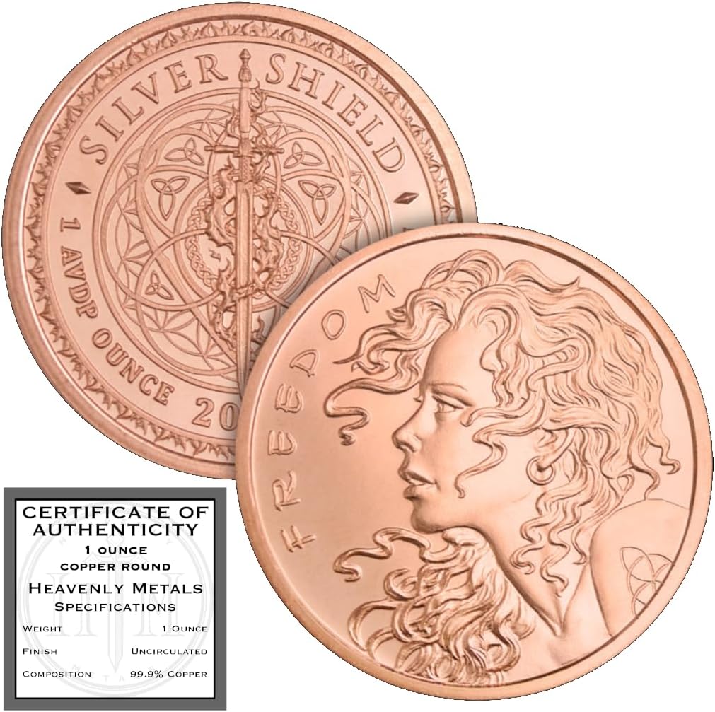 Freedom Girl 1 oz .999 Pure Copper Round Bullion Coin in Capsule - COA by Heavenly Metals