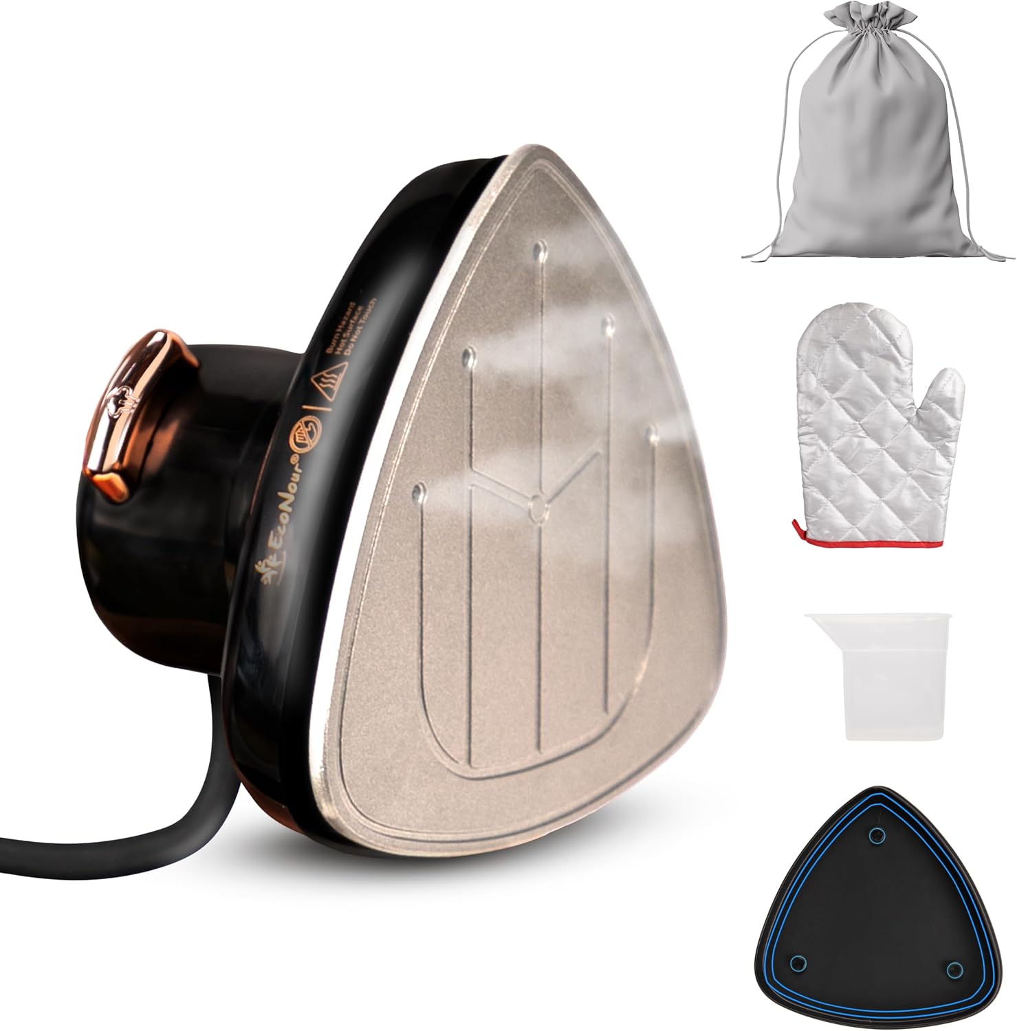 EcoNour Mini Steam Iron for Clothes, Travel Iron Mini with Steam,Portable Iron Steamer, Compact Iron for Sewing, Quilting & Crafts, Non-Stick Soleplate, Includes Glove, Measuring Cup & Storage Pouch