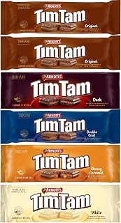 Tim Tam Chocolate Biscuits - 6 Pack - 2 x Original, 1 x Dark, 1 x Double Coat, 1 x Chewy Caramel, 1 x White - Made in Australia