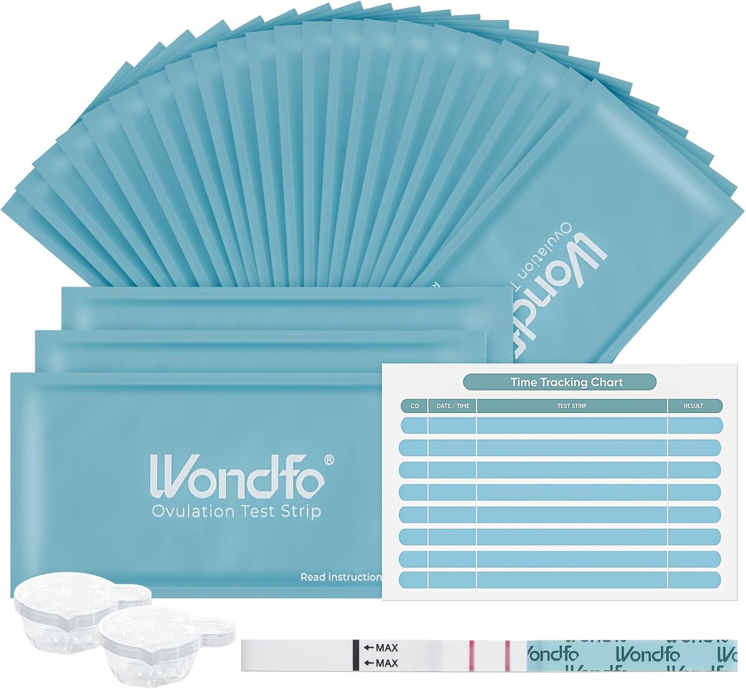 Wondfo Ovulation Test Strips 25 Pack Ovulation Predictor Kit with Urine Cups to Know Your Most Fertile Days 5MM Width