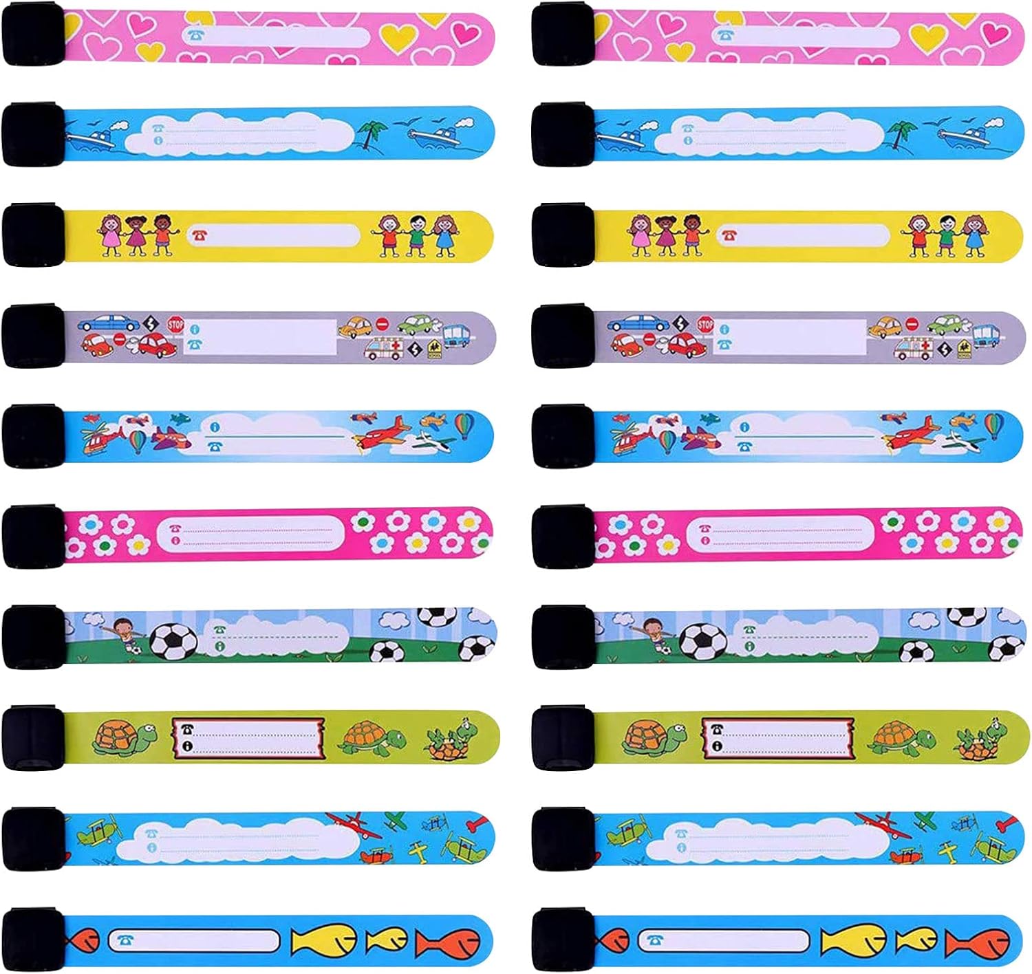 TSHAOUN 20PCS Child Safety ID Wristband，Anti Lost Child ID Bands Waterproof Adjustable and Reusable，Emergency Bracelet for Boys and Girls Outdoors (Multicolor)