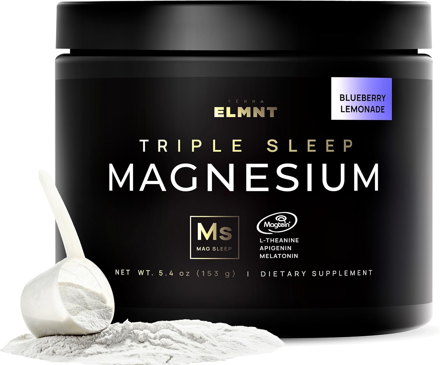 Triple Sleep Magnesium L-Threonate Powder w. Apigenin, Theanine, Melatonin - Extra Strength Magnesium for Sleep Magtein Magnesium Threonate Supplement Natural Magnesium Sleep Aid + Calm Cortisol Drink