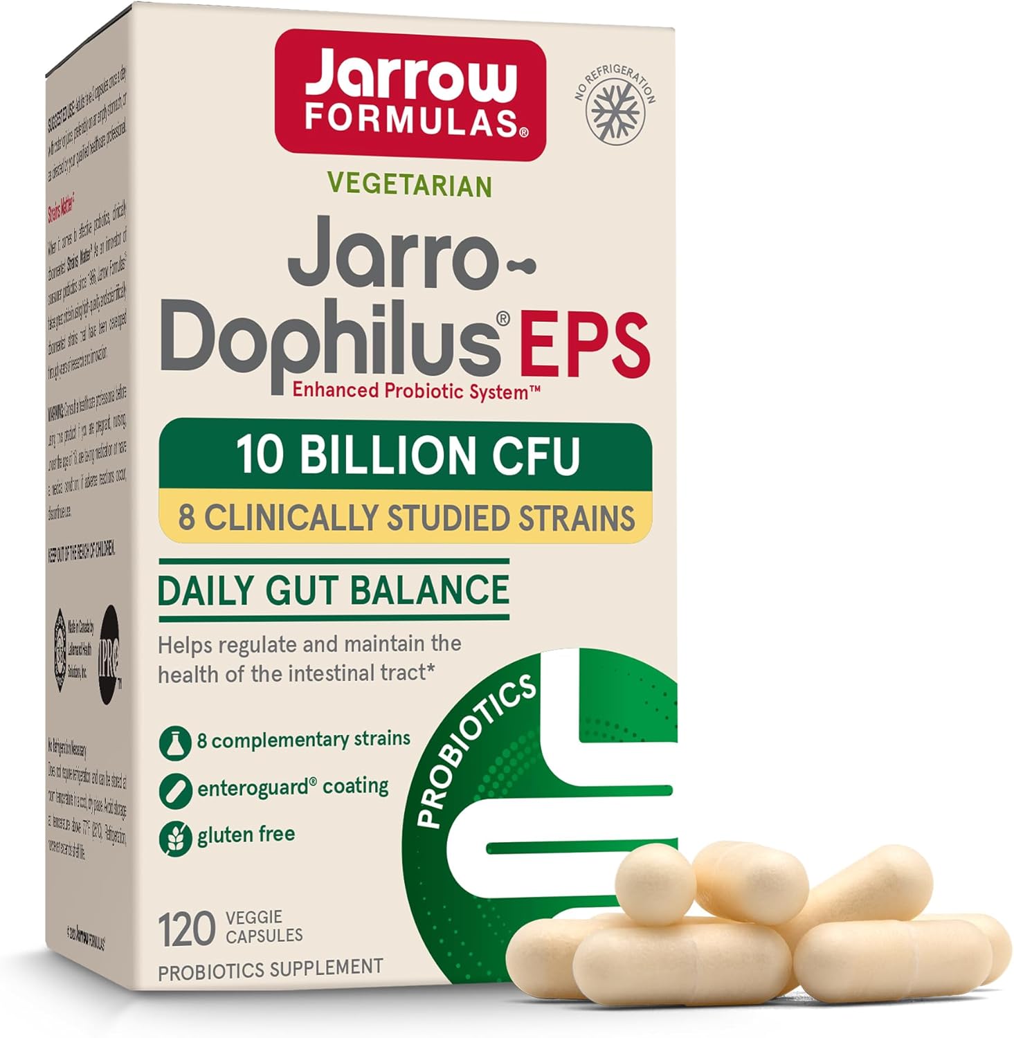 Jarrow Formulas Probiotics 10 Billion CFU - Probiotic Supplement Capsules for Gut Health for Women and Men, 120 Veggie Capsules, Up to 60 Days