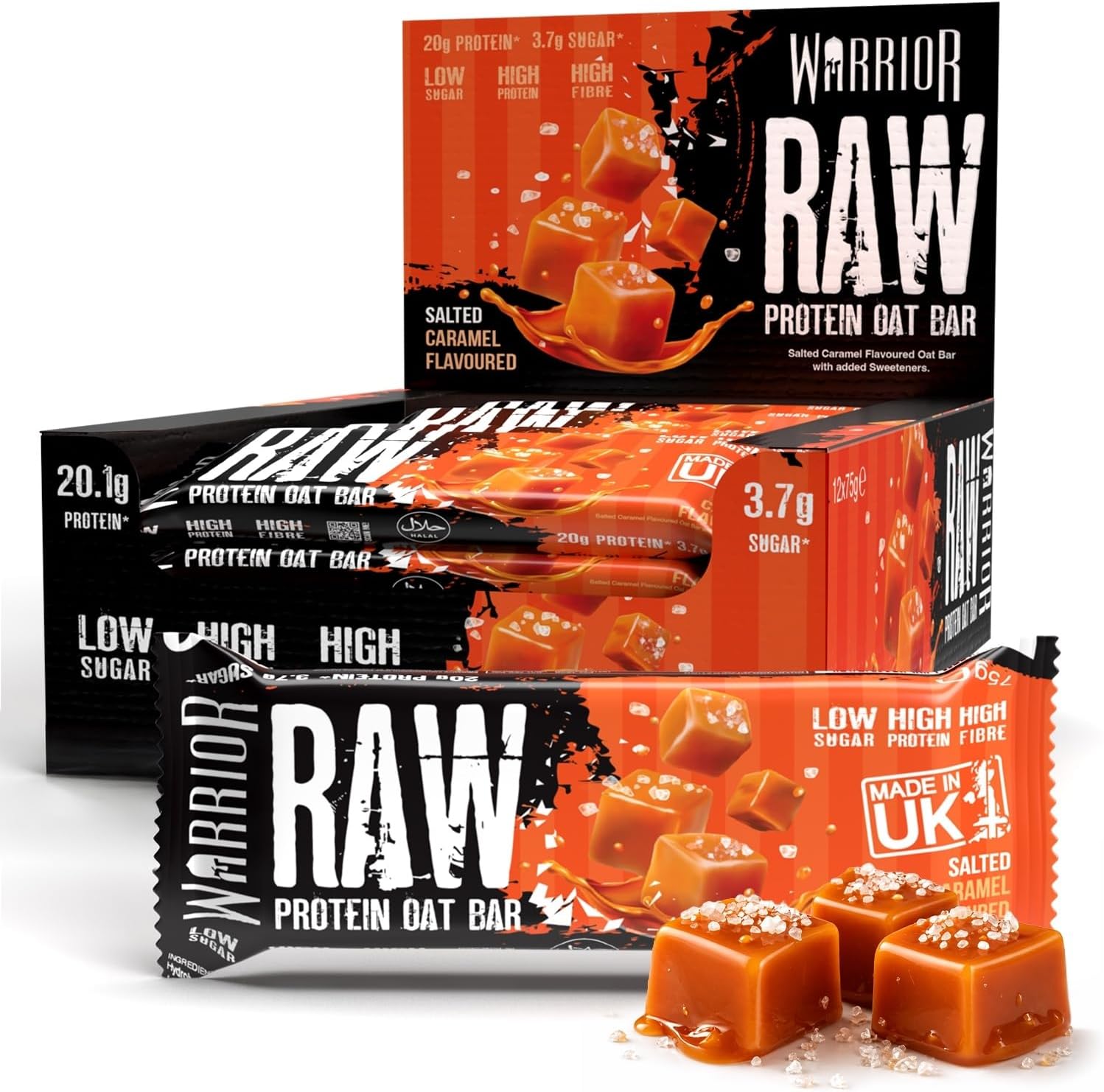 Warrior RAW Protein Bars 12 x 75g High Protein Oat Flapjack Snack