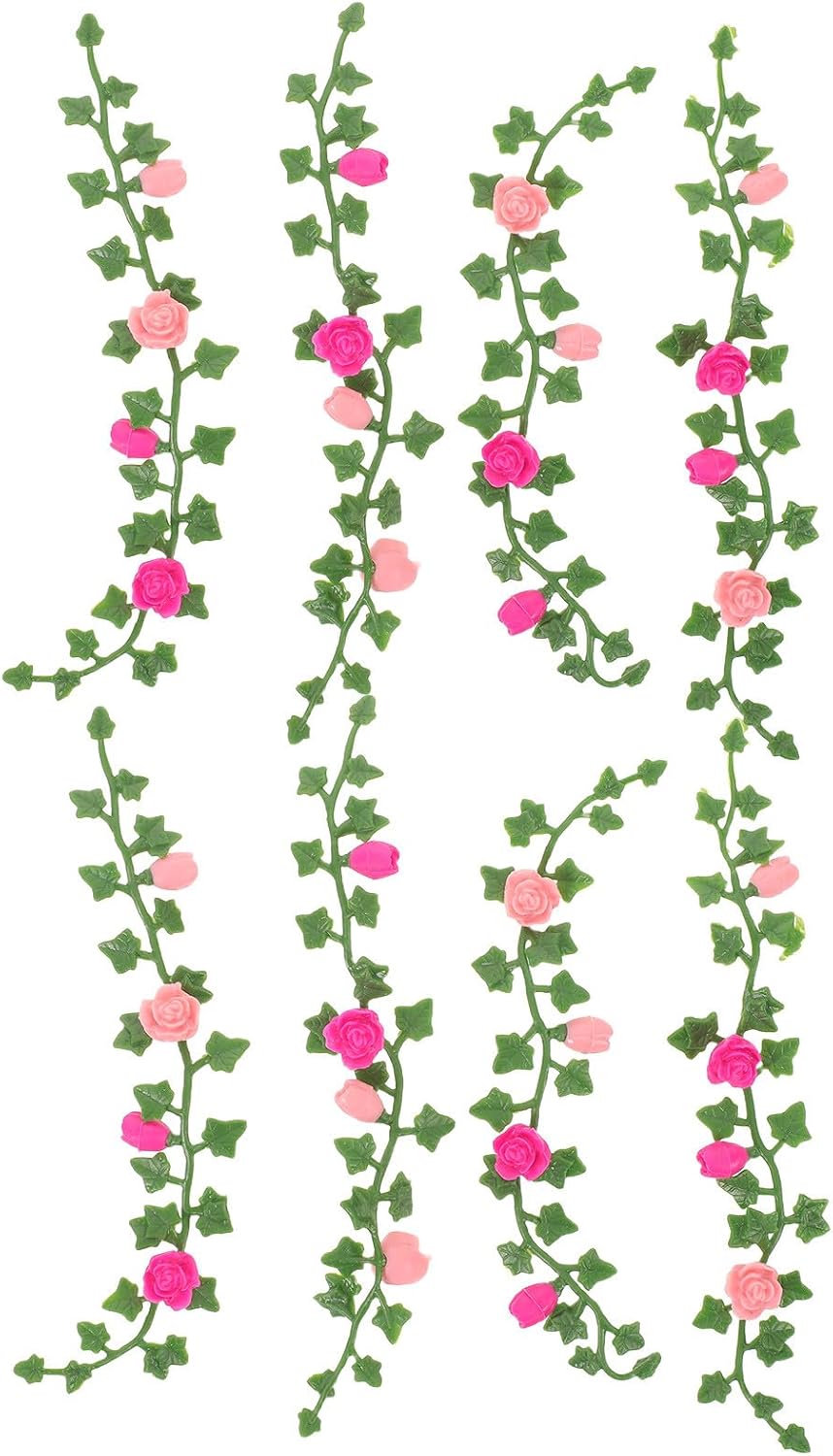 Kisangel 8pcs Dollhouse Miniature Vine: Mini Fake Vines with Flowers for Micro Landscape Fairy Garden Architecture Diorama Scenery Miniature Garden