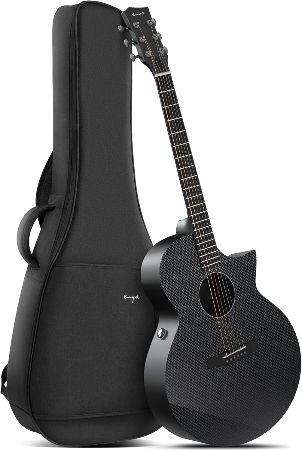 Carbon Fiber Acoustic Electric Guitar - X3 Pro Electric Guitar with Pickup Black 4/4 Full Size Travel Guitar Set for Kids Adults Beginner Birthday Party