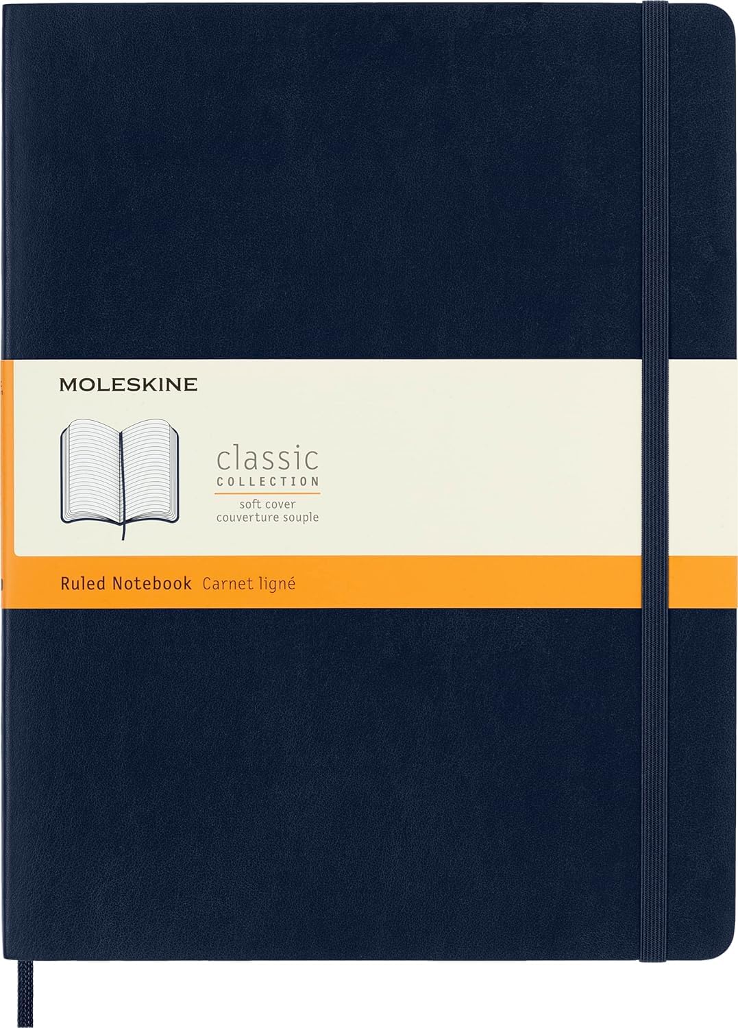 Moleskine - Classic Ruled Paper Notebook - Soft Cover and Elastic Closure Journal - Color Sapphire Blue - Size Extra Large 19 x 25 A4 - 192 Pages