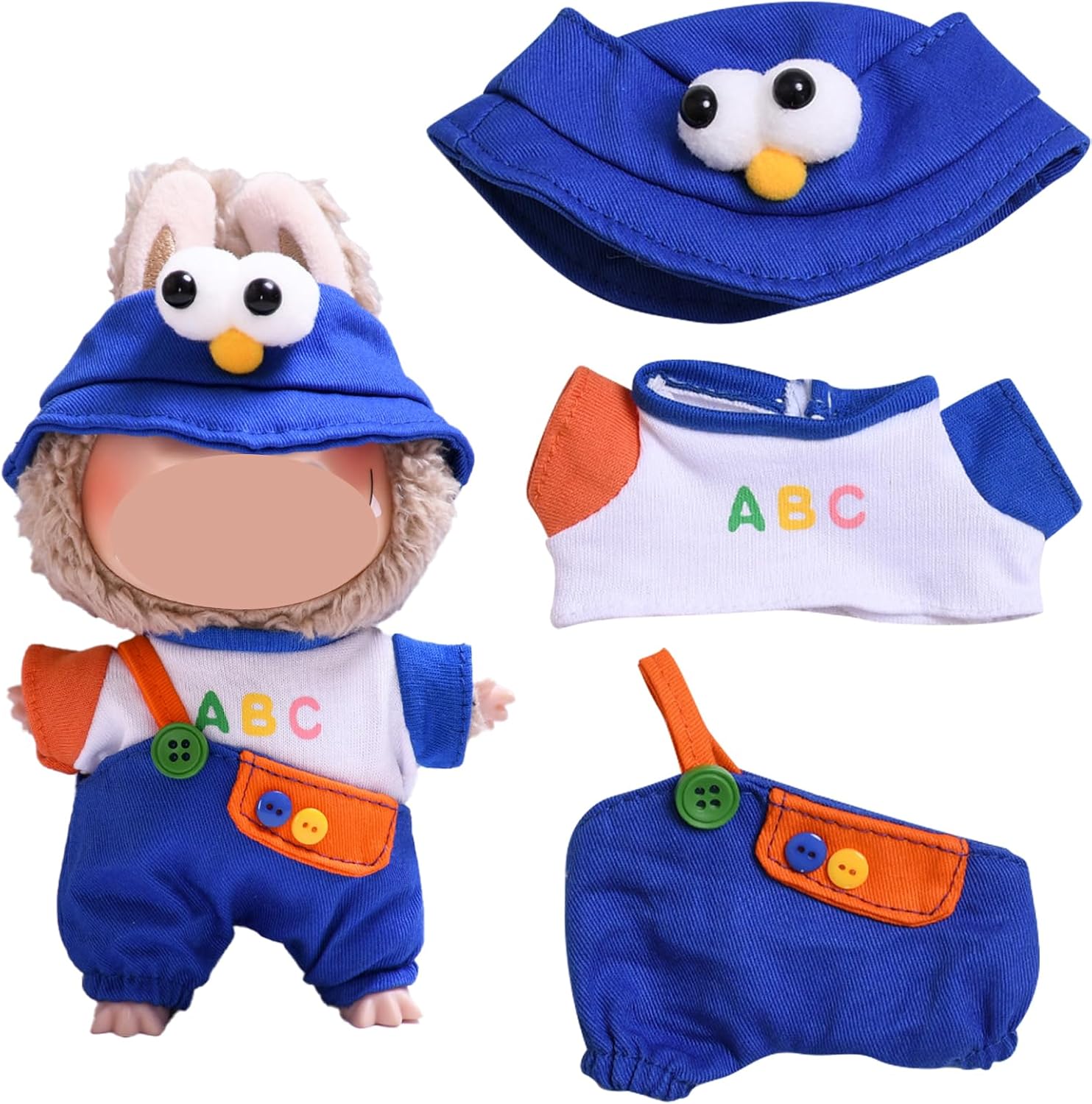 DAVBNM Doll Clothes, Stylish Clothes Doll Outfit Set, Blue Clothing Plush Doll Set, Suitable For Stylish Accessories 15cm 17cm Doll