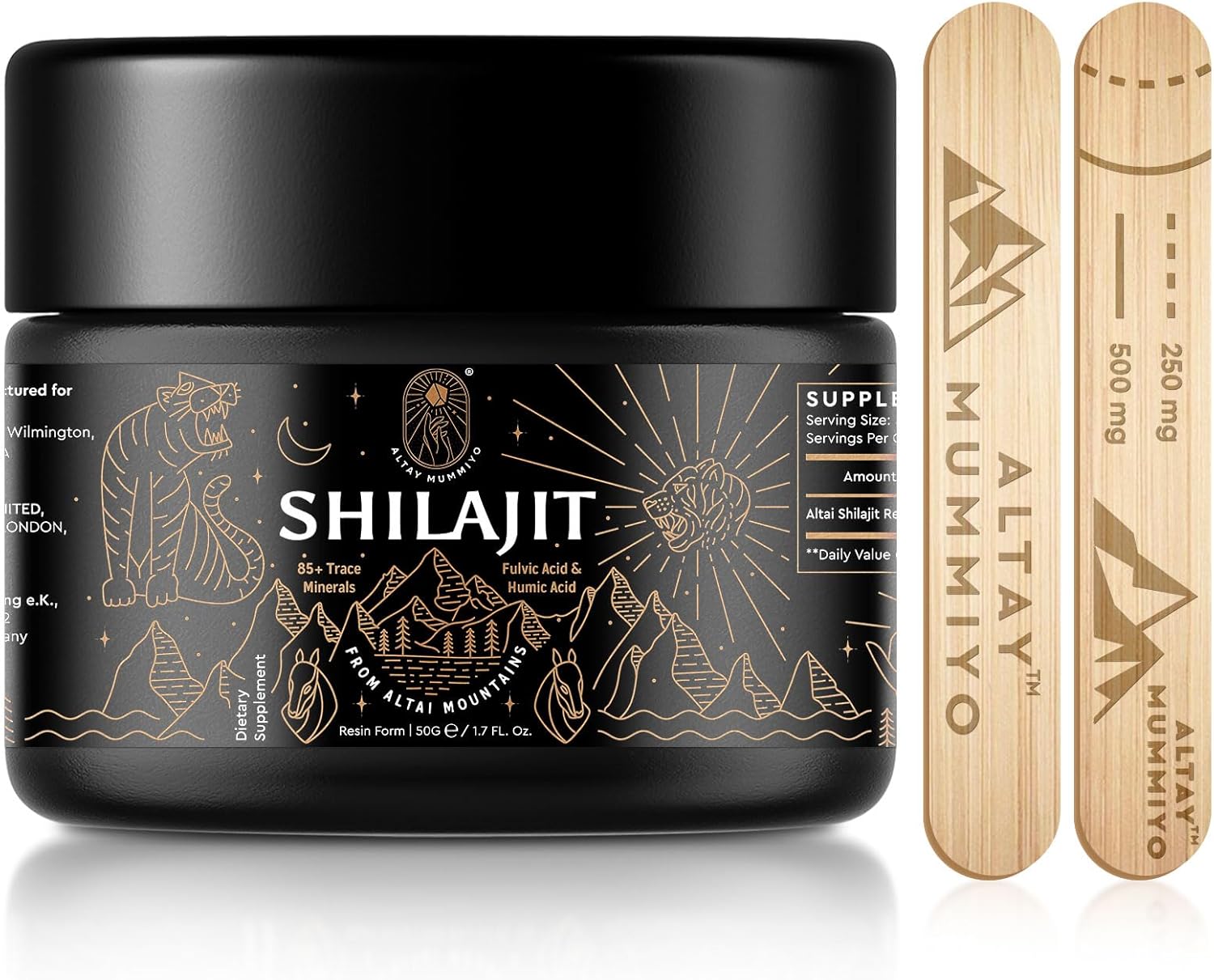 Shilajit Resin with Fulvic Acid & Trace Minerals, Original Siberian Pure Shilajit with 85+ Humic Acid Supplement Gel for Energy & Immune System - 100 Serving / 50g