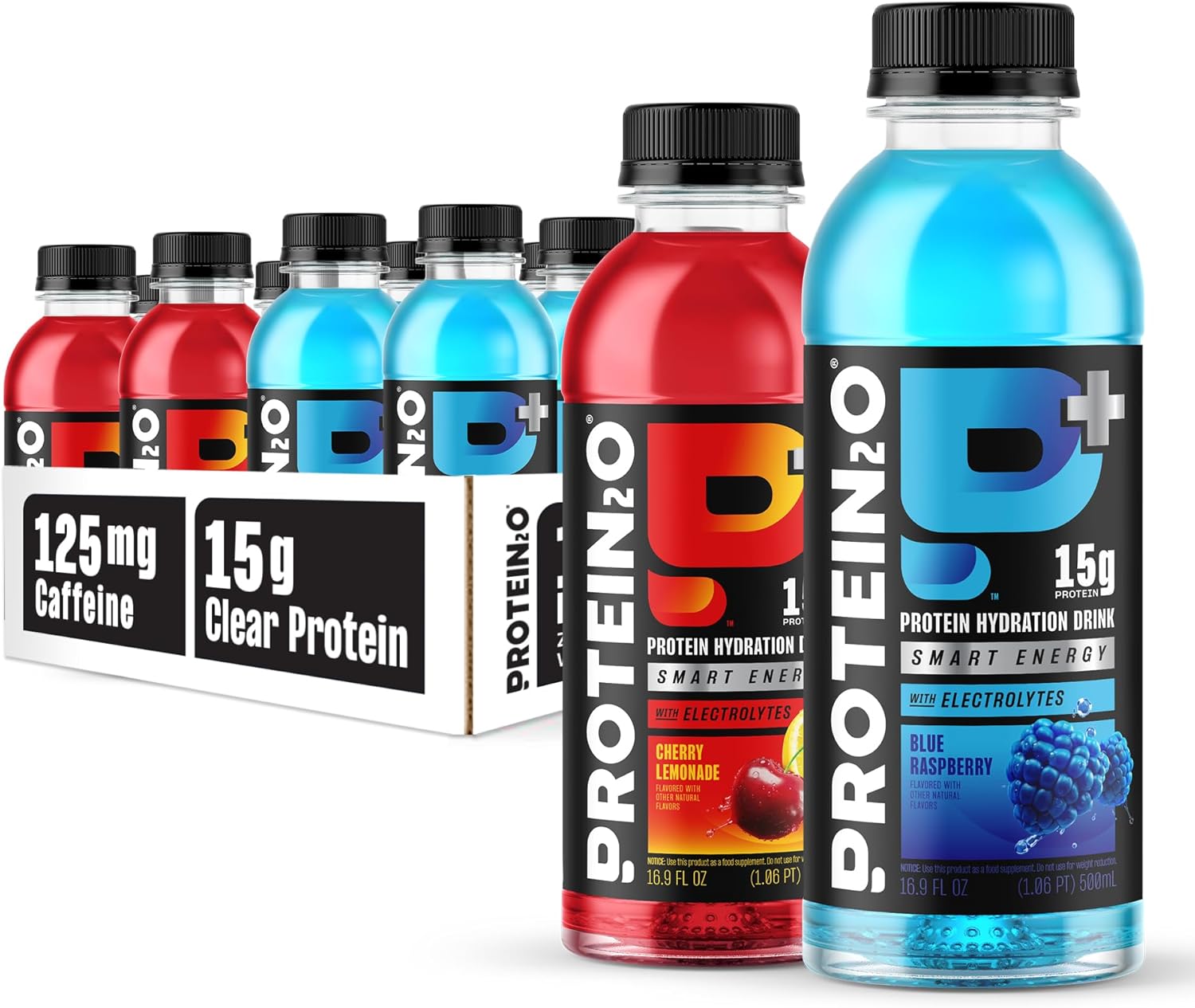 Protein2o 15g Whey Protein Isolate Hydration Drink Plus Energy & Focus, 350mg of Electrolytes, Vitamins B5 & B6, Sugar Free, Energy Variety Pack, 16.9 oz Bottle (Pack of 12)