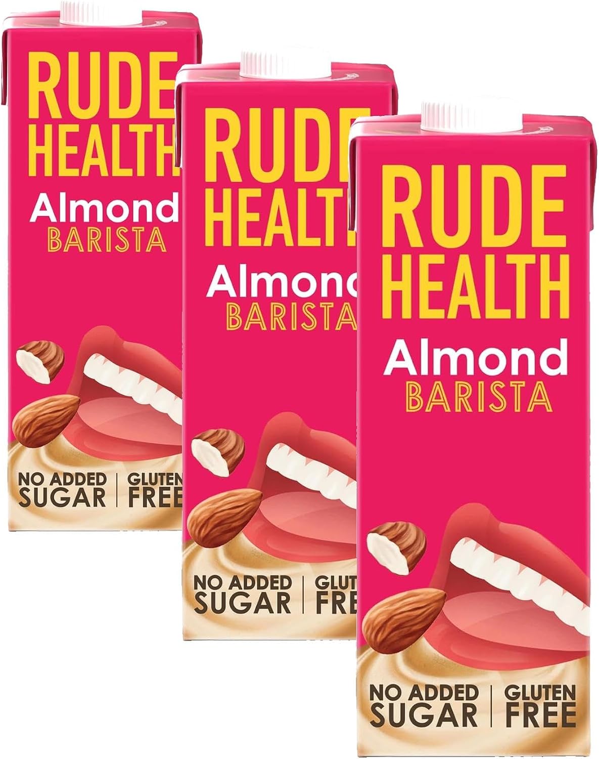 Rude Health 6 x 1 Litre Almond Barista Drink, Dairy Free, 100% Natural Drink, No Added Sugar, Healthy & Vegan Milk, Lactose Free Milk, No Additives, Gluten Free, Recyclable Packaging (Pack of 3)