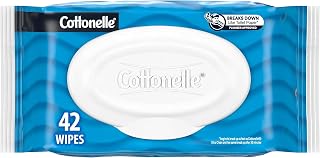 Cottonelle Flushable Wet Wipes for Adults, 1 Flip-Top Pack, 42 Wipes, Alcohol-Free, Plastic Free