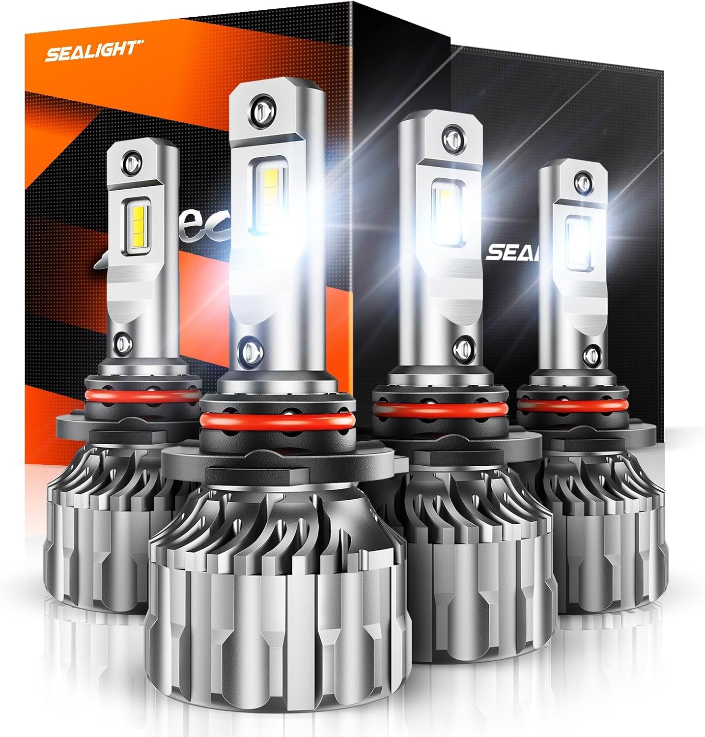 SEALIGHT 9005/HB3 9006/HB4 Bulbs Combo, 92000LM Ultra-Bright 6500K White 9005 9006 Light Bulbs with Cooling Fan, S6 HB3 HB4 Driving Fog Spot Light Wider Vision, Easy Plug N Play, Pack of 4