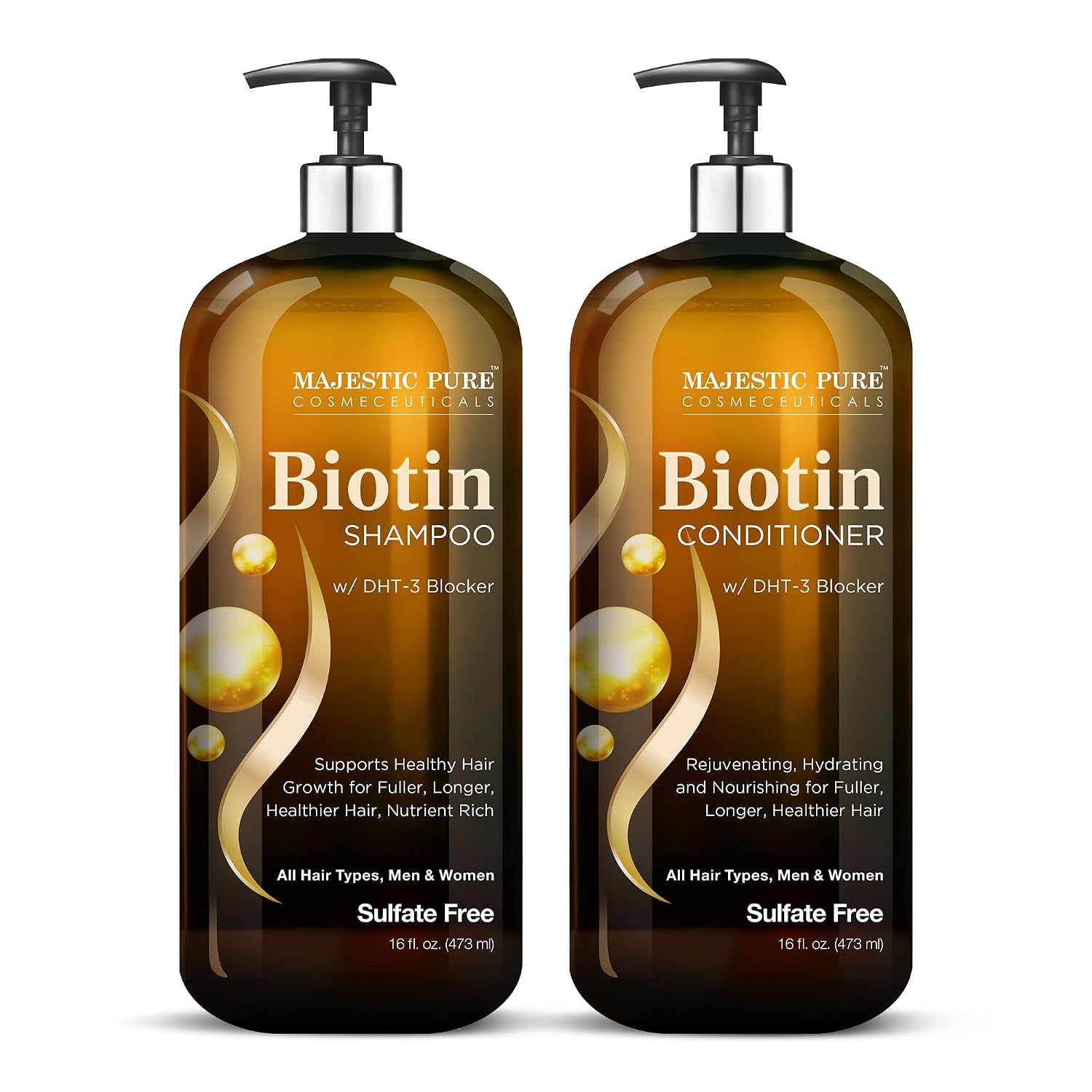 Majestic Pure Biotin Voluminizing Shampoo and Conditioner Set- 2x16 Fl oz