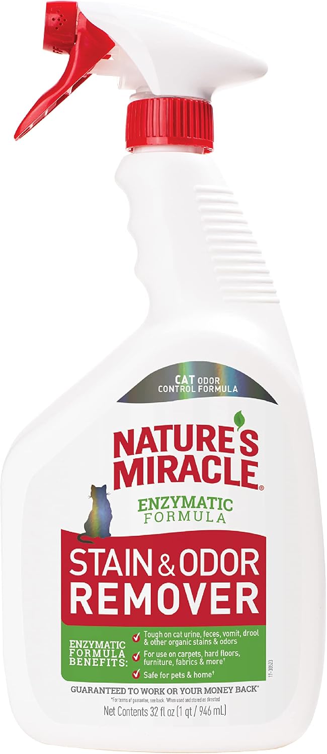 Nature's Miracle Cat Stain and Odor Remover With New Odor Control Formula 32 Ounce Spray