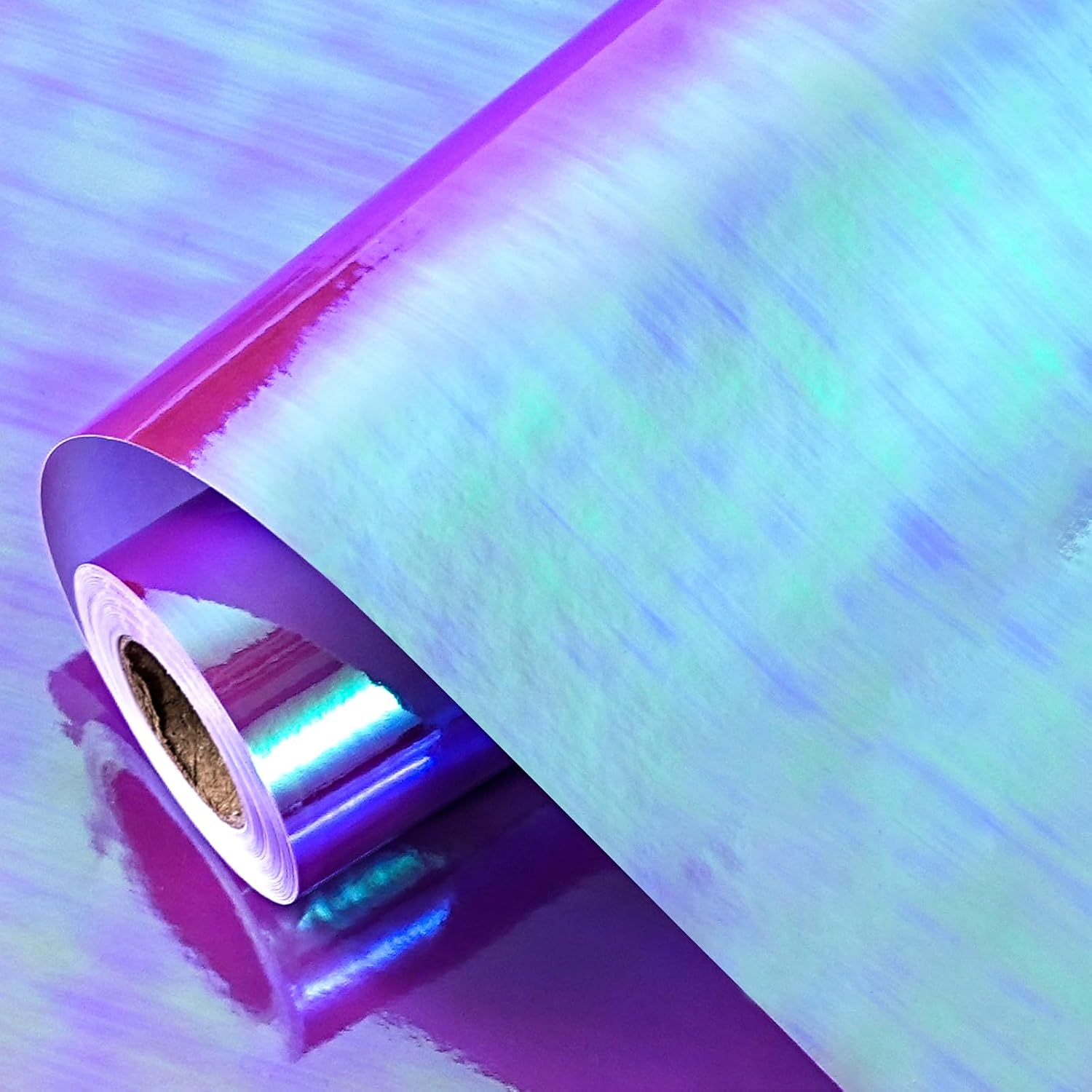 LeZakaa Purple Wrapping Paper Roll, Holographic Iridescent Purple Gift Wrap Paper for Christmas, Xmas Party, Halloween, Birthday, Valentines, Mothers Day, Holiday, 17 in x 32.8 Ft