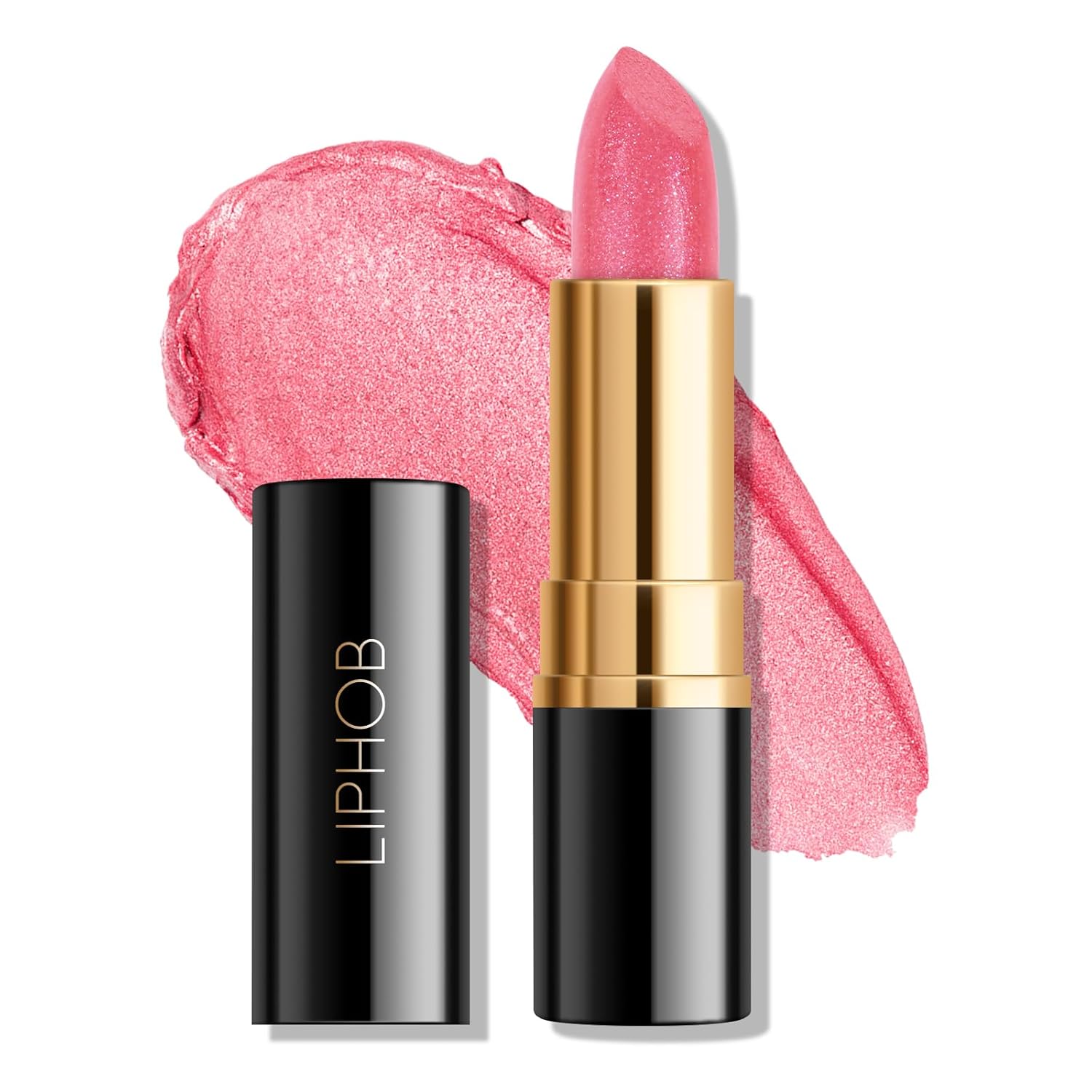 KYDA Pink Shimmer Lipstick, Metallic Pearl Lipstick, Lasting Non-sticky Glitter Lips Color, High Glossy Lips Makeup for Women, Pink Siren