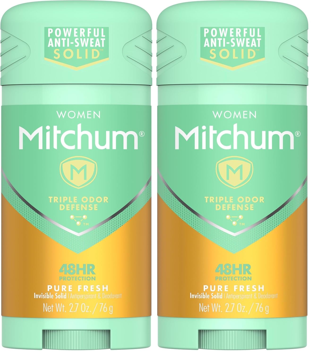 Mitchum Women Triple Odor Defense Invisible Solid Antiperspirant Deodorant, Pure Fresh, 2.7 oz (Pack of 2)