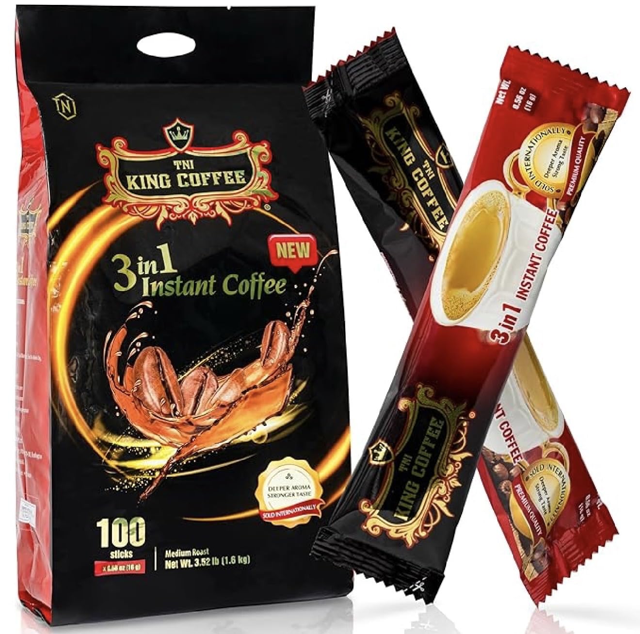3 in 1 Instant Vietnamese Coffee, 100 Single Serve Packets - Individual Pocket Size Sachet Sticks - Blended with Coffee, Cream Powder and Sugar - Bulk Size Pack