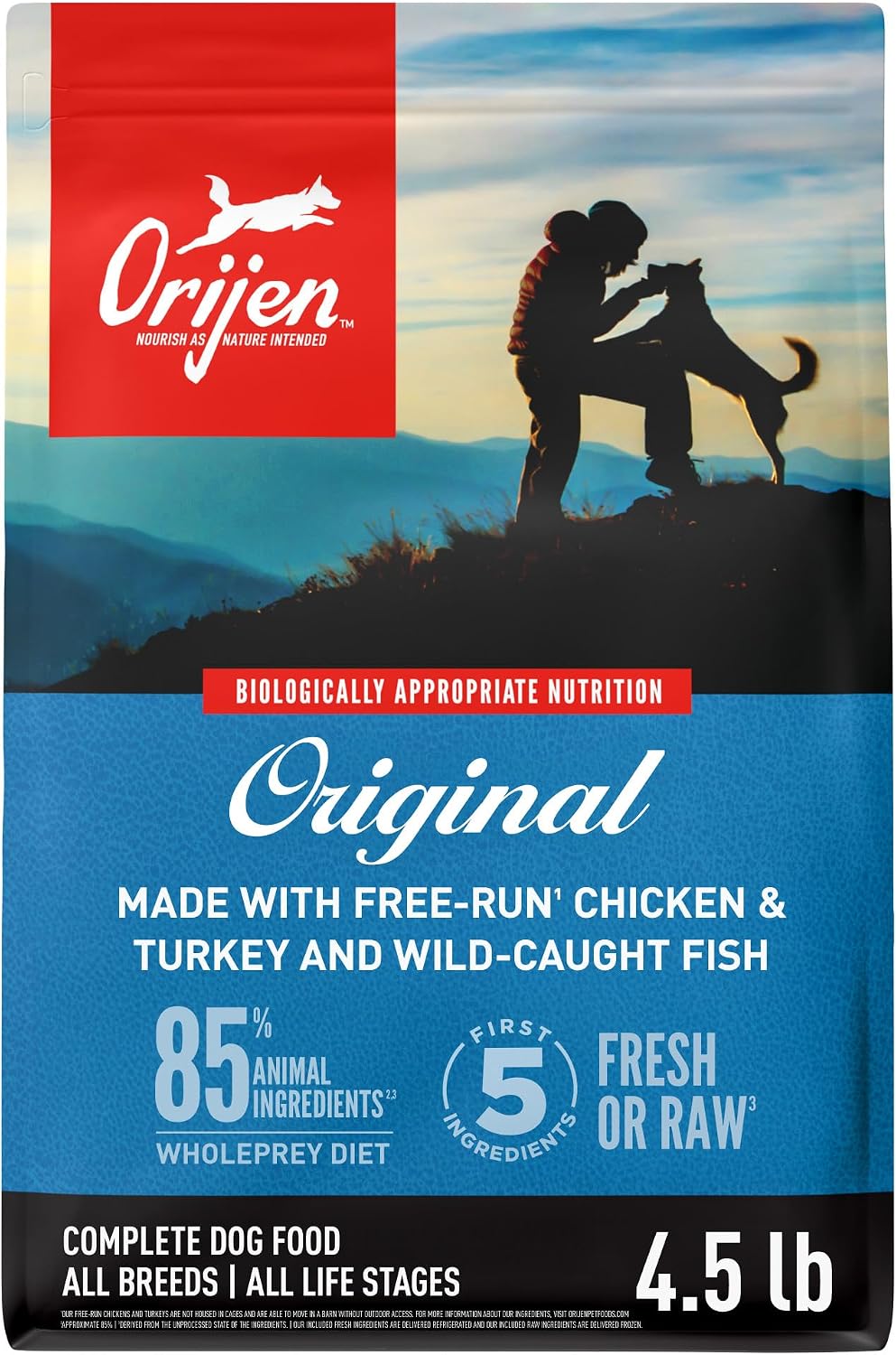 ORIJEN Grain Free WHOLEPREY Dry Dog Food Original Recipe 4.5lb Bag
