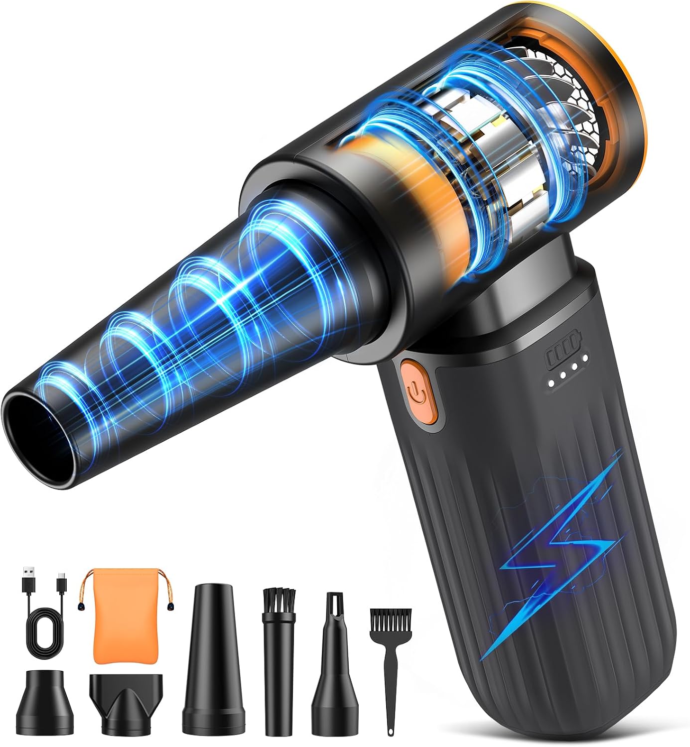 VASSON Compressed Air Duster 260000RPM, Cordless Ultra 3-Speed Adjustable