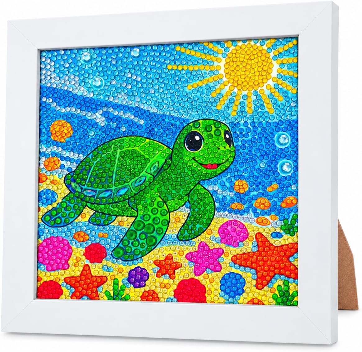 Myfort Diamond Art Kits for Kids with Wooden Frame, Sea Turtle,7*7 inch