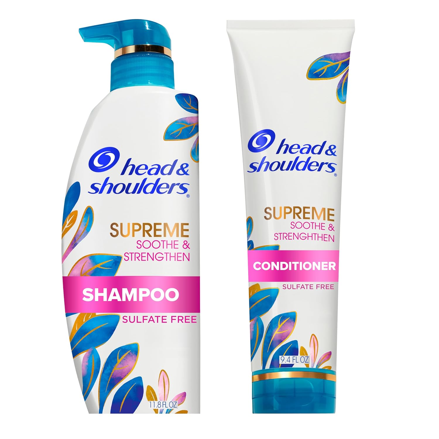 Head & Shoulders Supreme Anti-Dandruff Shampoo and Conditioner Set, 1% Pyrithione Zinc, Sulfate-Free, Argan Oil and Rose Essence, for Dry Scalp and Dandruff, 21.2 fl oz