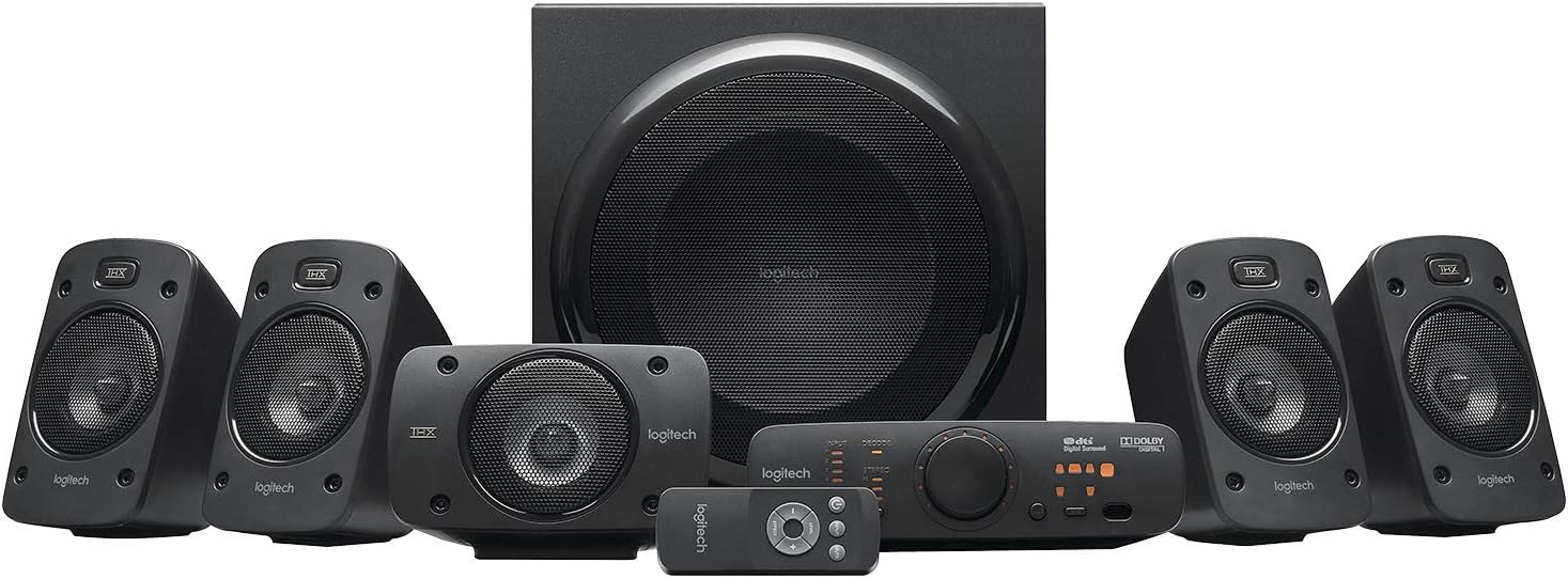 Logitech Z906 5.1 Surround Sound Speaker System, THX, Dolby & DTS Certified, 1000 Watts Peak Power, Multi -Device, Multiple Audio Inputs, UK Plug, PC/PS4/Xbox/Music Player/TV/Smartphone/Tablet