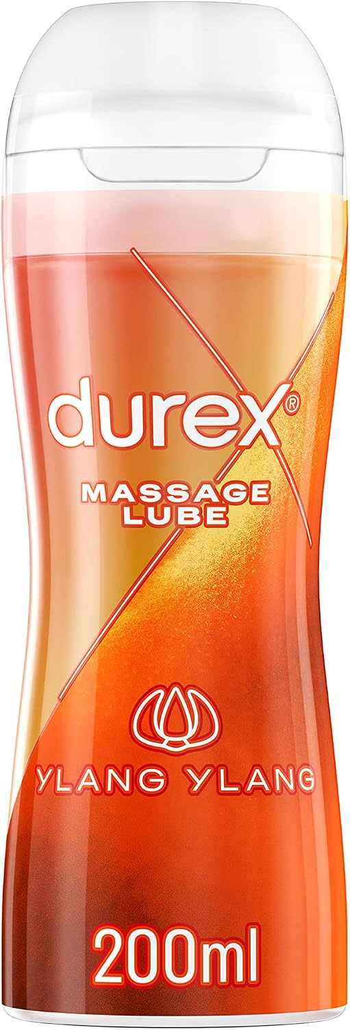 Durex 2-in-1 Ylang Ylang Massage & Water-Based Lube, 200 ml, Sensual Aromatherapy, Smooth Silky, Ideal for Couples, Long-Lasting, Non-Sticky, Skin-Friendly, Easy Clean