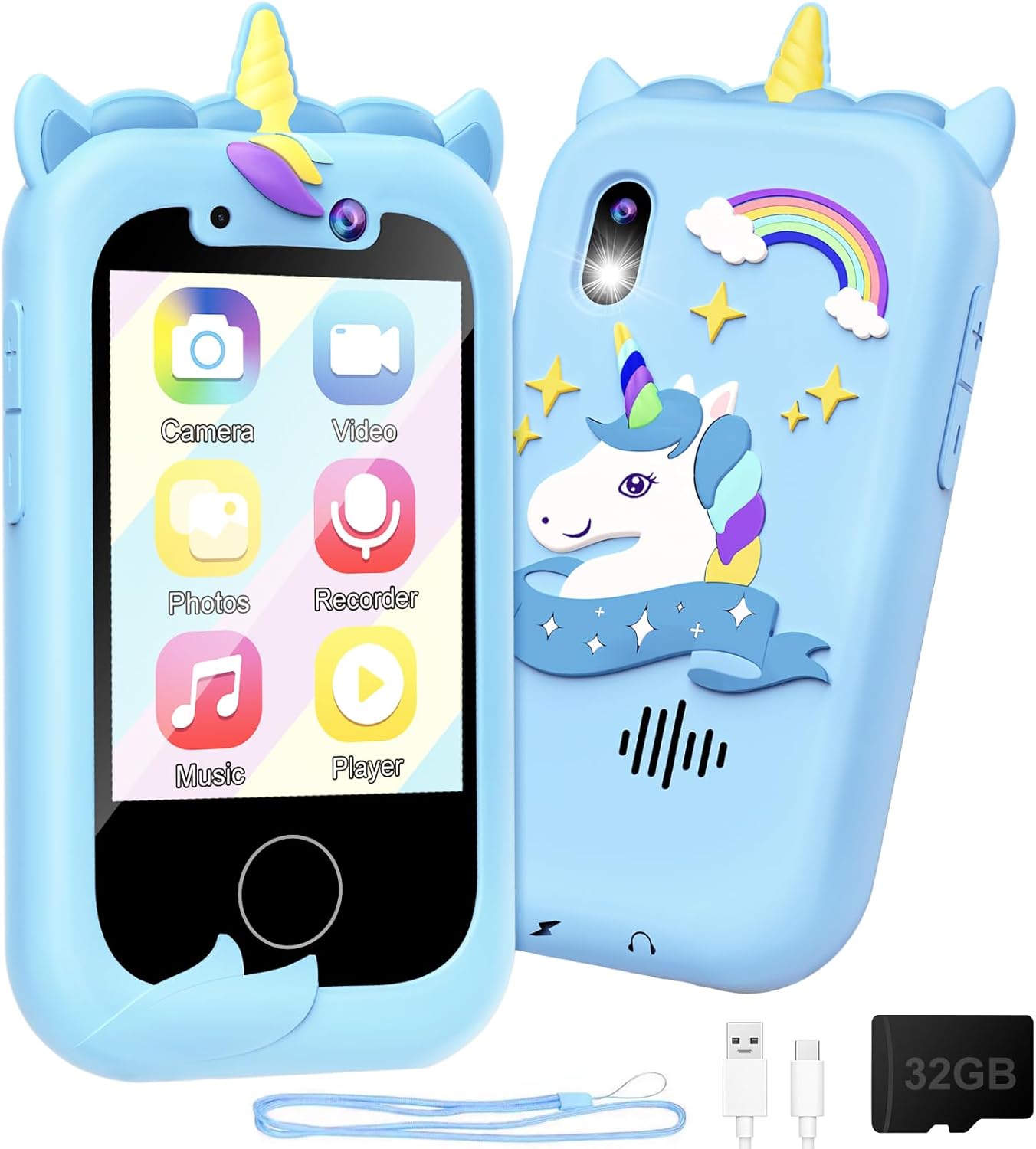 Kids Smart Phone Boys Toy: Christmas Birthday Gifts for Girls Age 3-10 - Working Real Play Cell - Toddler Learning Toy (Blue)
