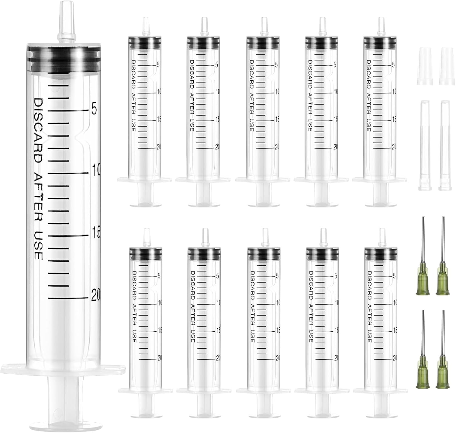 10Pcs Colostrum Syringe 20ml Plastic Syringe with Blunt Needle and Cap,Reusable Fodder Syringes for Measuring Liquids,Scientific Labs,Pet Feeding,Industrial,Glue,Ink Filling