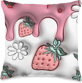 Jummy Strawberry Dessert Dripping Design Throw Pillow