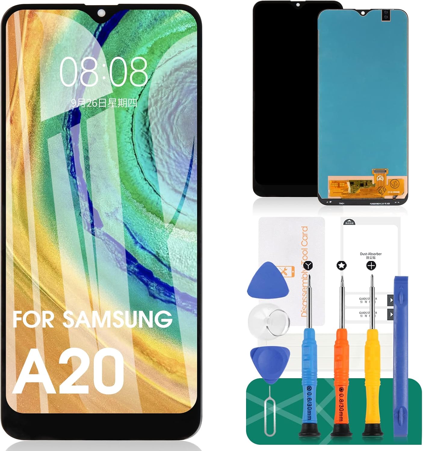 SRJTEK For Samsung Galaxy A20 LCD Screen Replacement 6.2",(NOT AMOLED) for Samsung Galaxy A20 A205F/DS, A205FN, A205GN/DS, A205YN, A205G/DS Touch Screen Digitizer Glass Assembly Kits(Black)